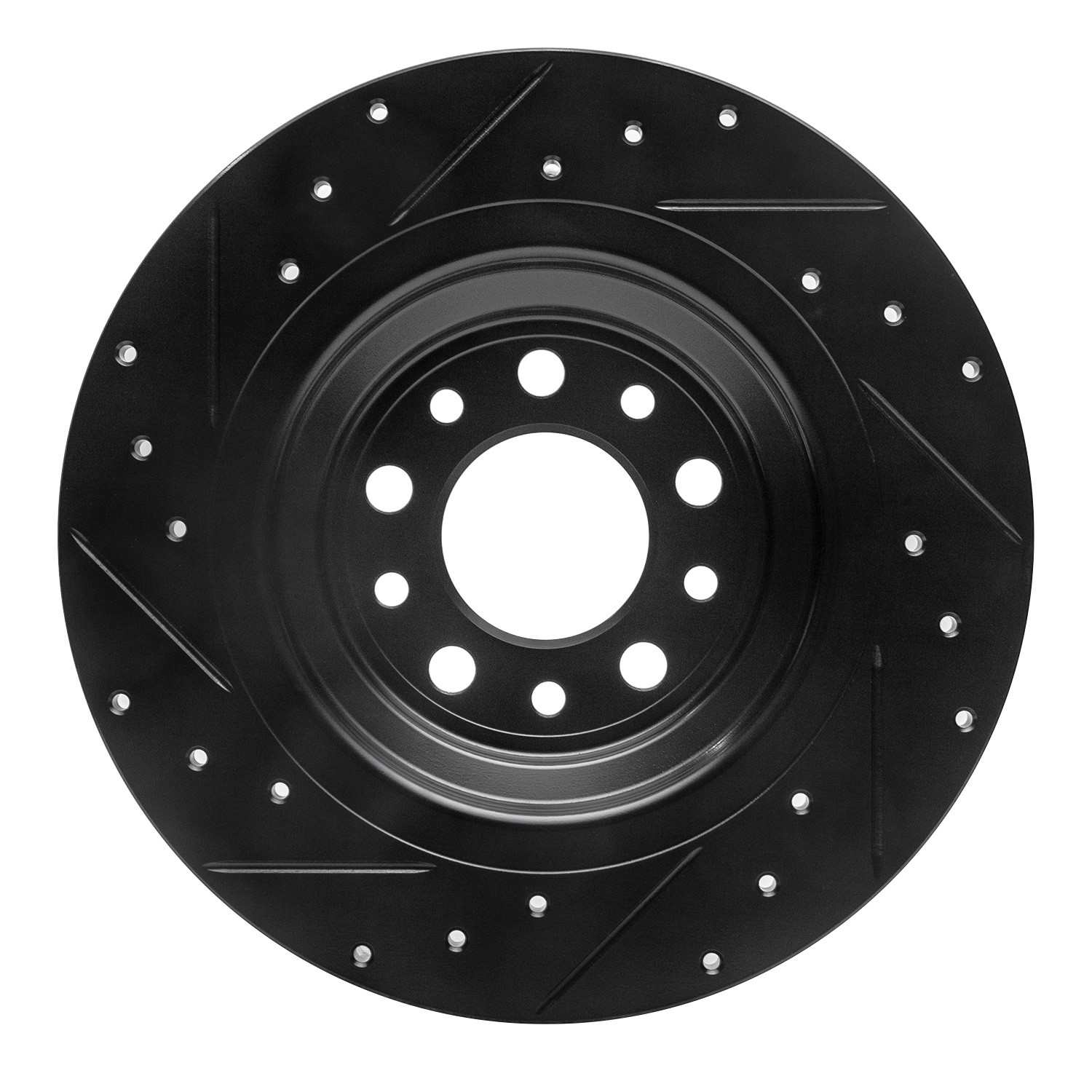 R1 Concepts 14-23 Jeep Cherokee Rear Right Drilled & Slotted Black Brake Rotor - Image 2