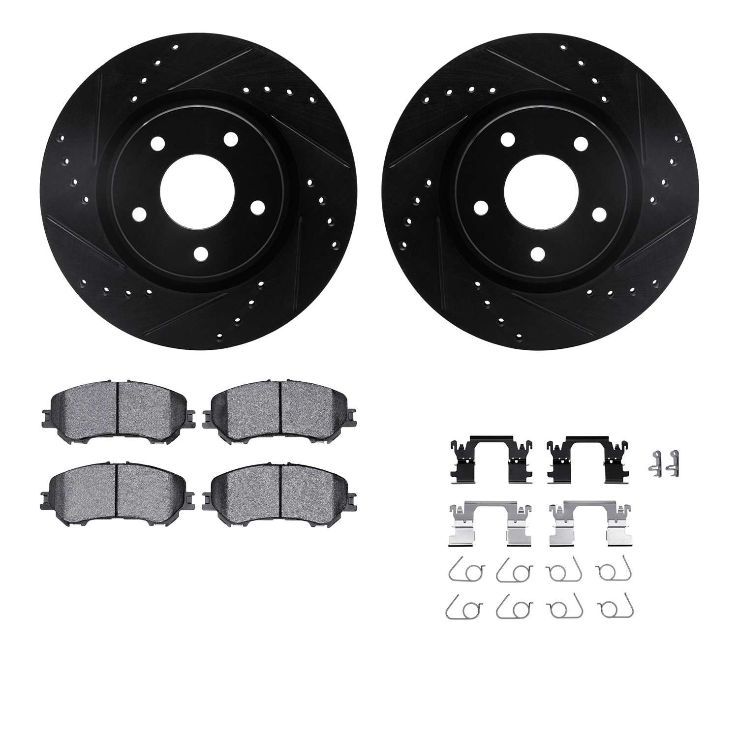 R1 Concepts 14-23 Nissan Qashqai Front Drill/Slot Black Rotors w/Euro Ceramic Pads