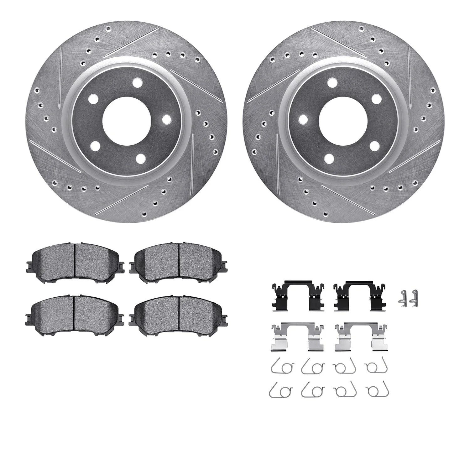 R1 Concepts 14-23 Nissan Rogue Front Drill/Slot Silver Rotors w/Euro Ceramic Pads