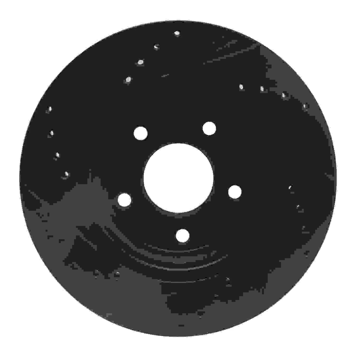 R1 Concepts 14-23 Nissan Rogue Front Right Drilled & Slotted Black Brake Rotor - Image 2