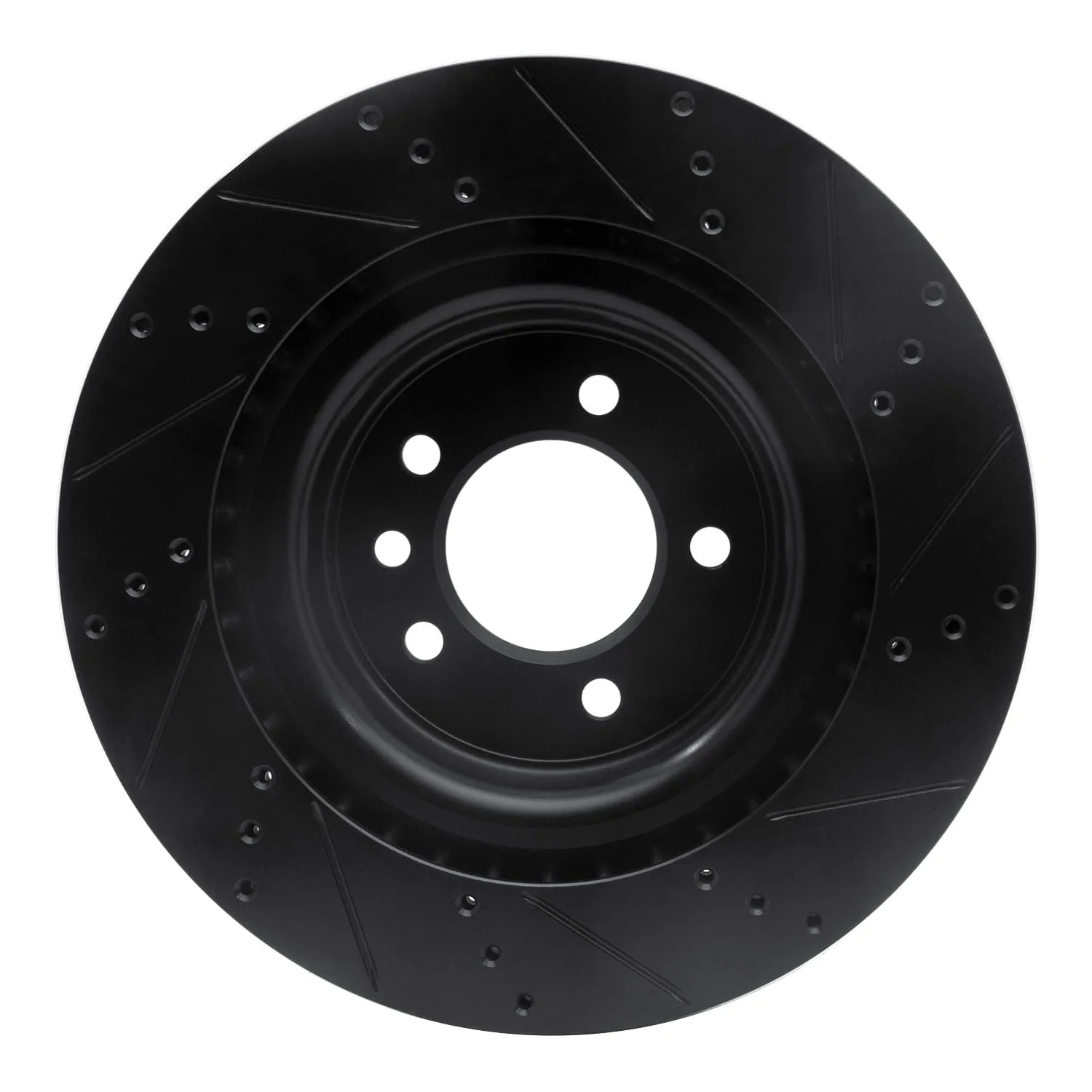 R1 Concepts 14-24 Land Rover Range Rover Sport Rear Left Drilled & Slotted Black Brake Rotor - Image 2