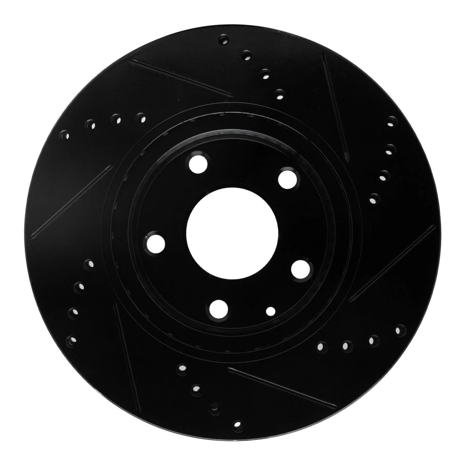 R1 Concepts 14-24 Mazda 3 Front Left Drilled & Slotted Black Brake Rotor - Image 2