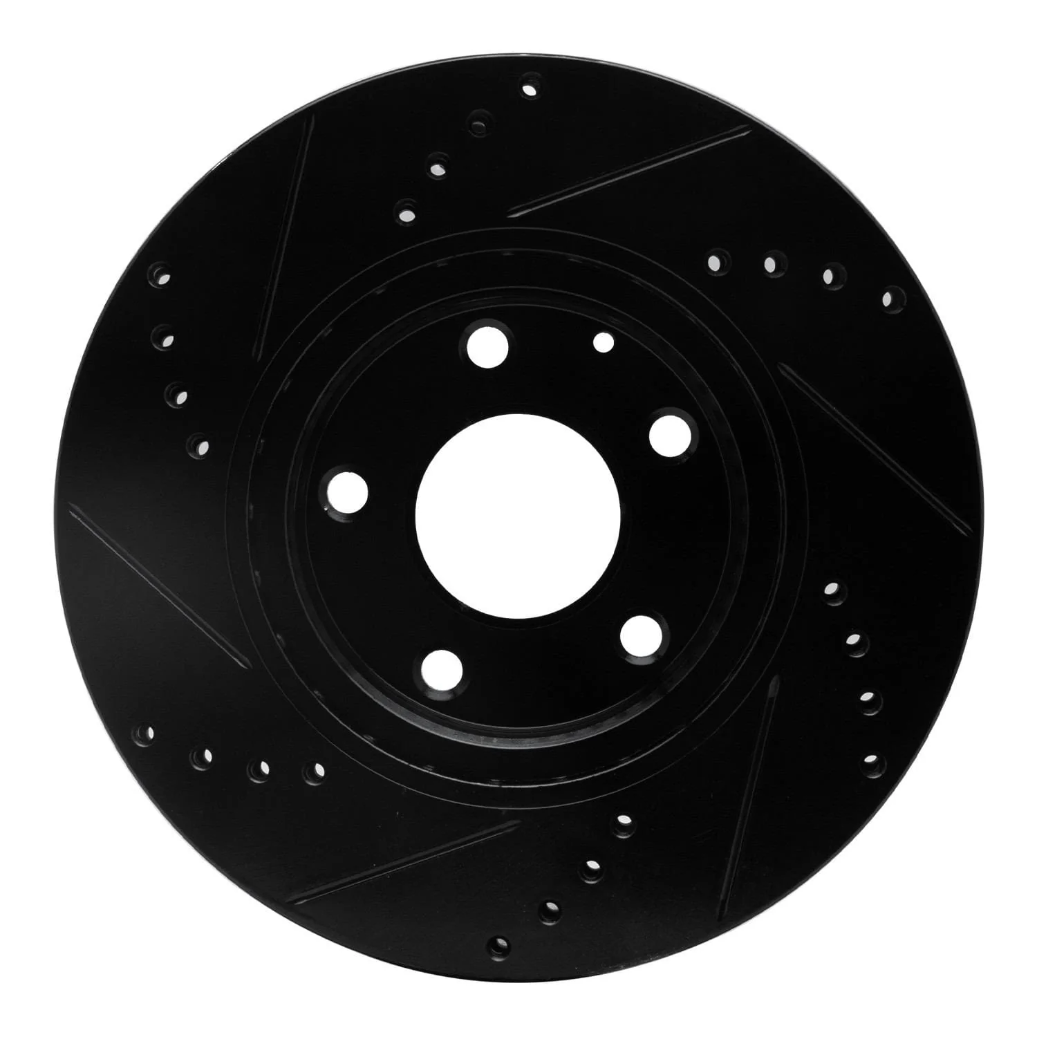 R1 Concepts 14-24 Mazda 3 Front Right Drilled & Slotted Black Brake Rotor - Image 2