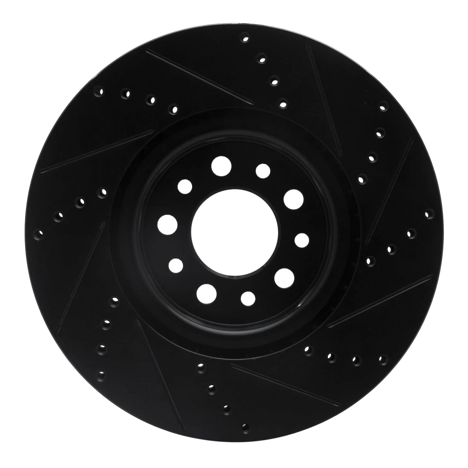 R1 Concepts 14-25 Alfa Romeo Tonale Front Left Drilled & Slotted Black Brake Rotor - Image 2