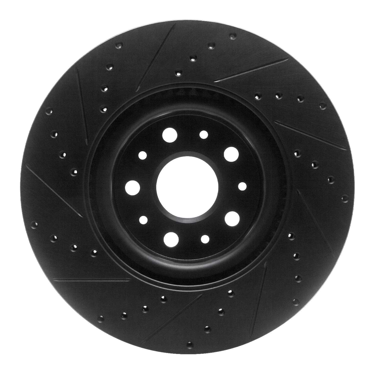 R1 Concepts 14-25 Cadillac CT6 Front Right Drilled & Slotted Black Brake Rotor - Image 2