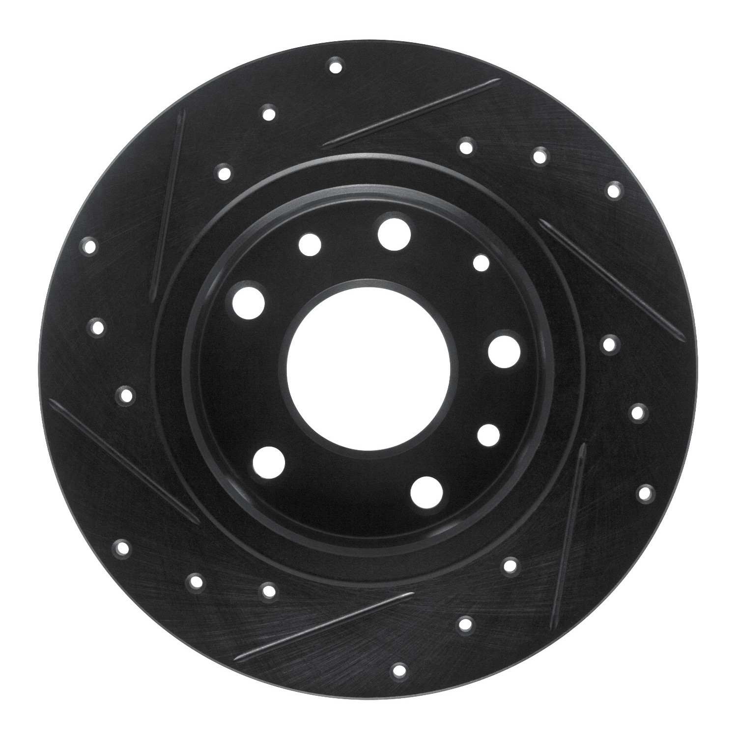 R1 Concepts 14-25 Mazda 3 Rear Right Drilled & Slotted Black Brake Rotor - Image 2