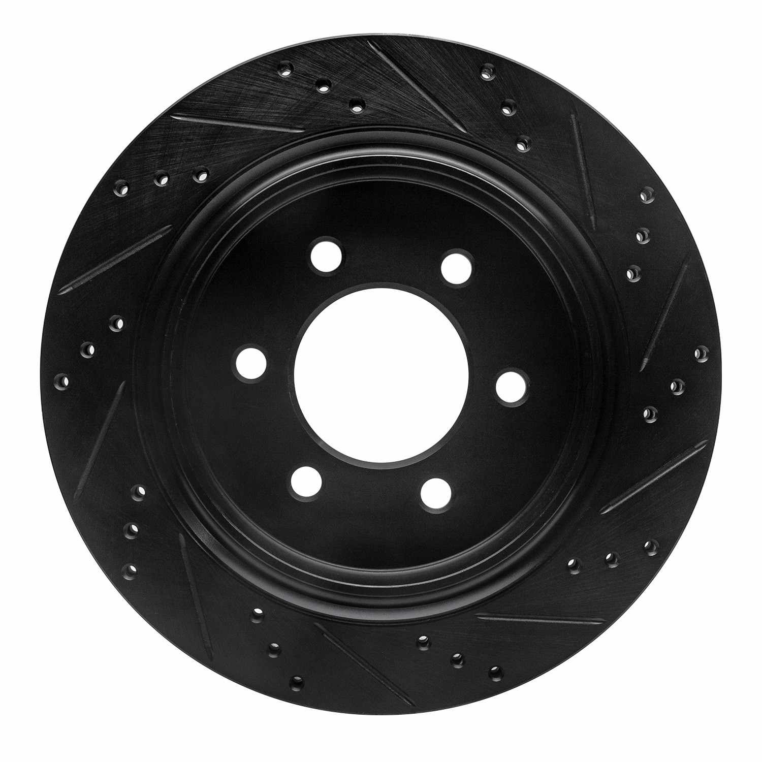 R1 Concepts 15-17 Ford F-150 4WD Rear Left Drilled & Slotted Black Brake Rotor - Image 2