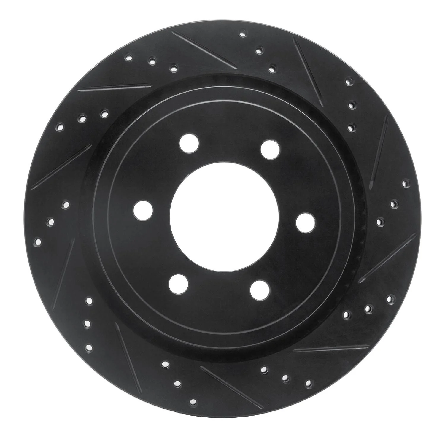 R1 Concepts 15-17 Ford F-150 RWD Rear Right Drilled & Slotted Black Brake Rotor
