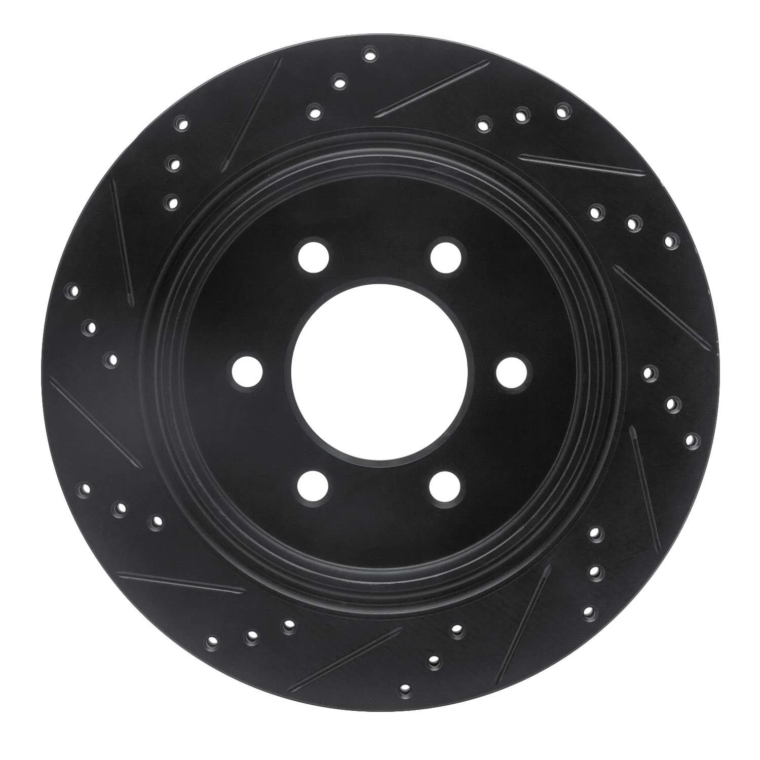 R1 Concepts 15-17 Ford F-150 RWD Rear Right Drilled & Slotted Black Brake Rotor - Image 2