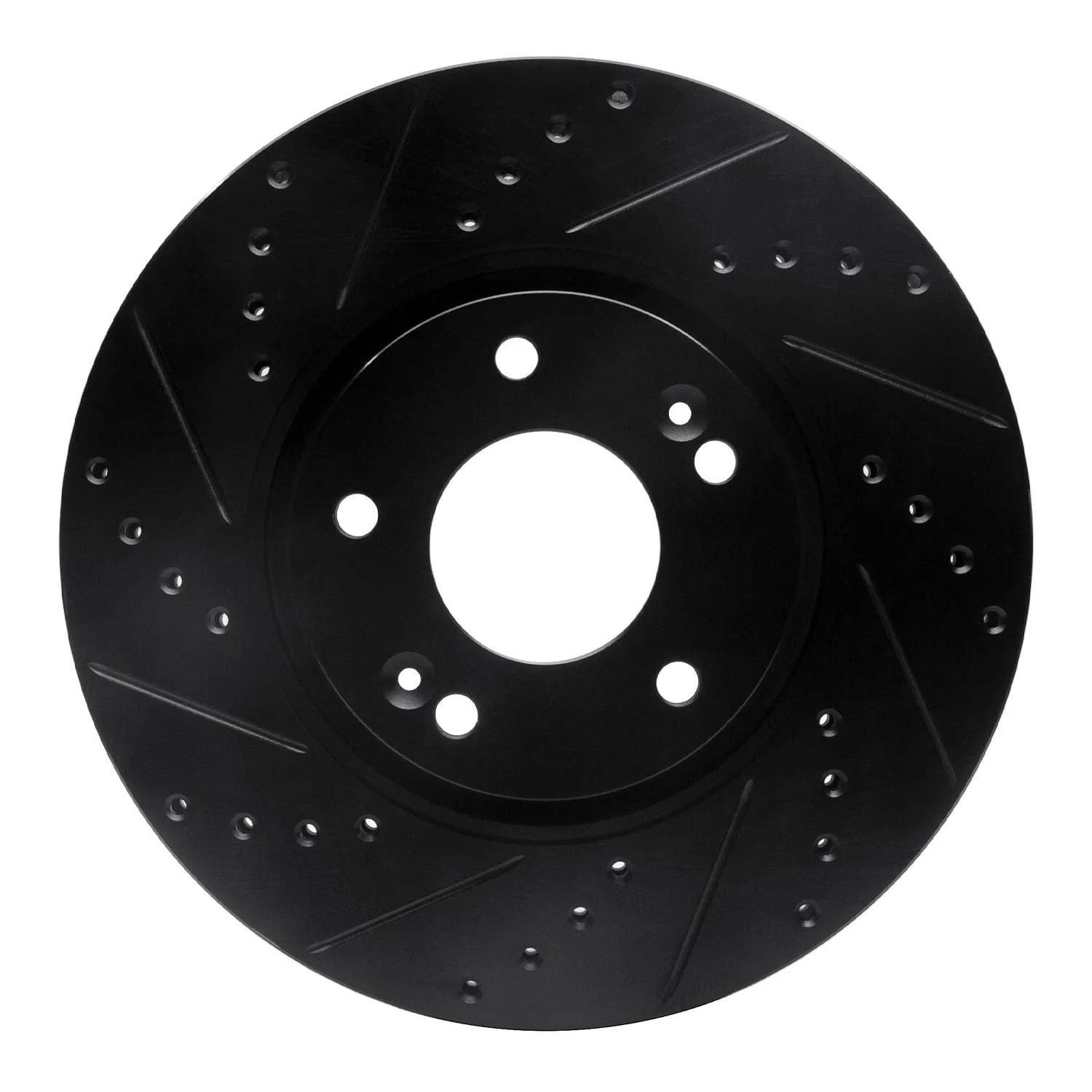 R1 Concepts 15-19 Kia Soul EV Front Left Drilled & Slotted Black Brake Rotor