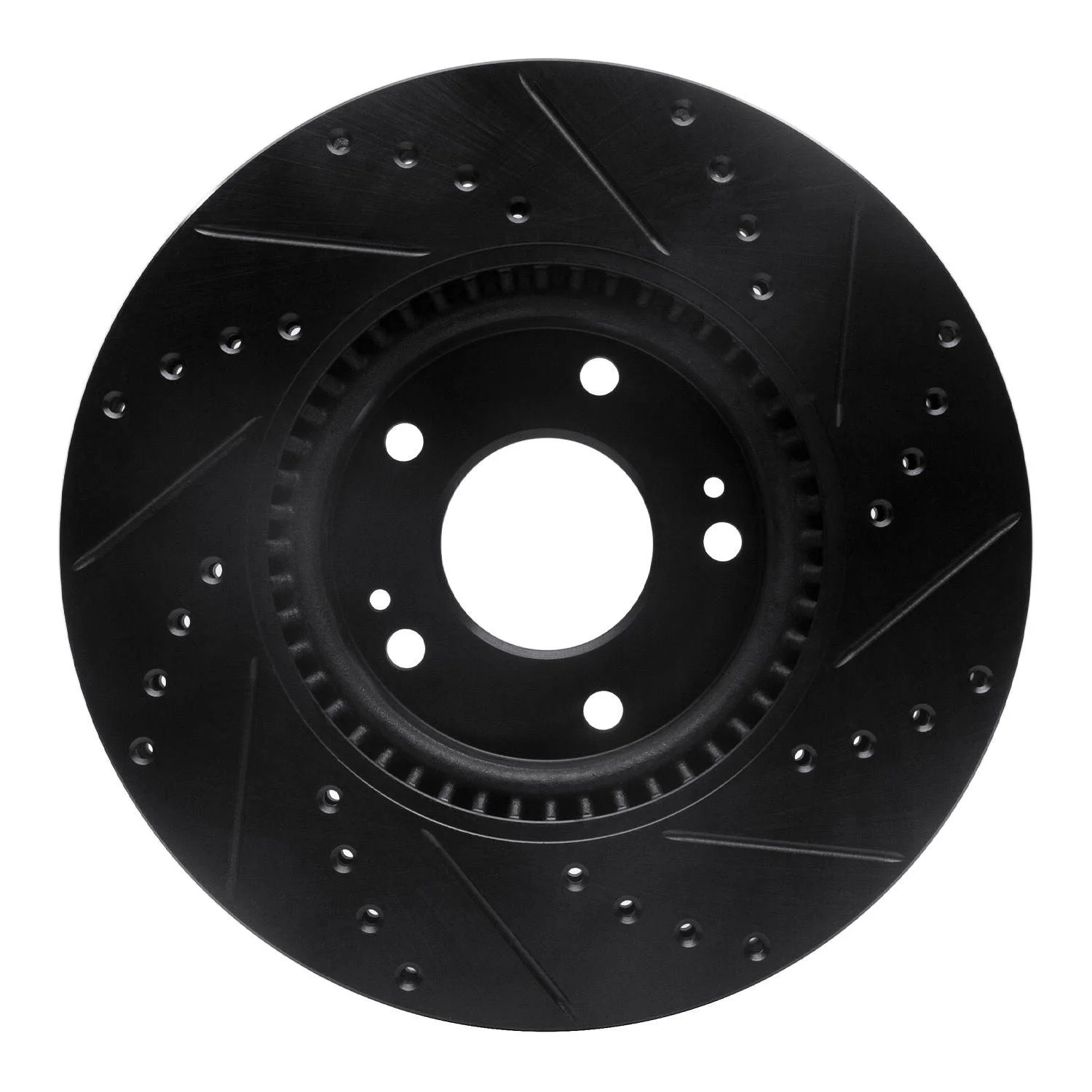 R1 Concepts 15-19 Kia Soul EV Front Left Drilled & Slotted Black Brake Rotor - Image 2
