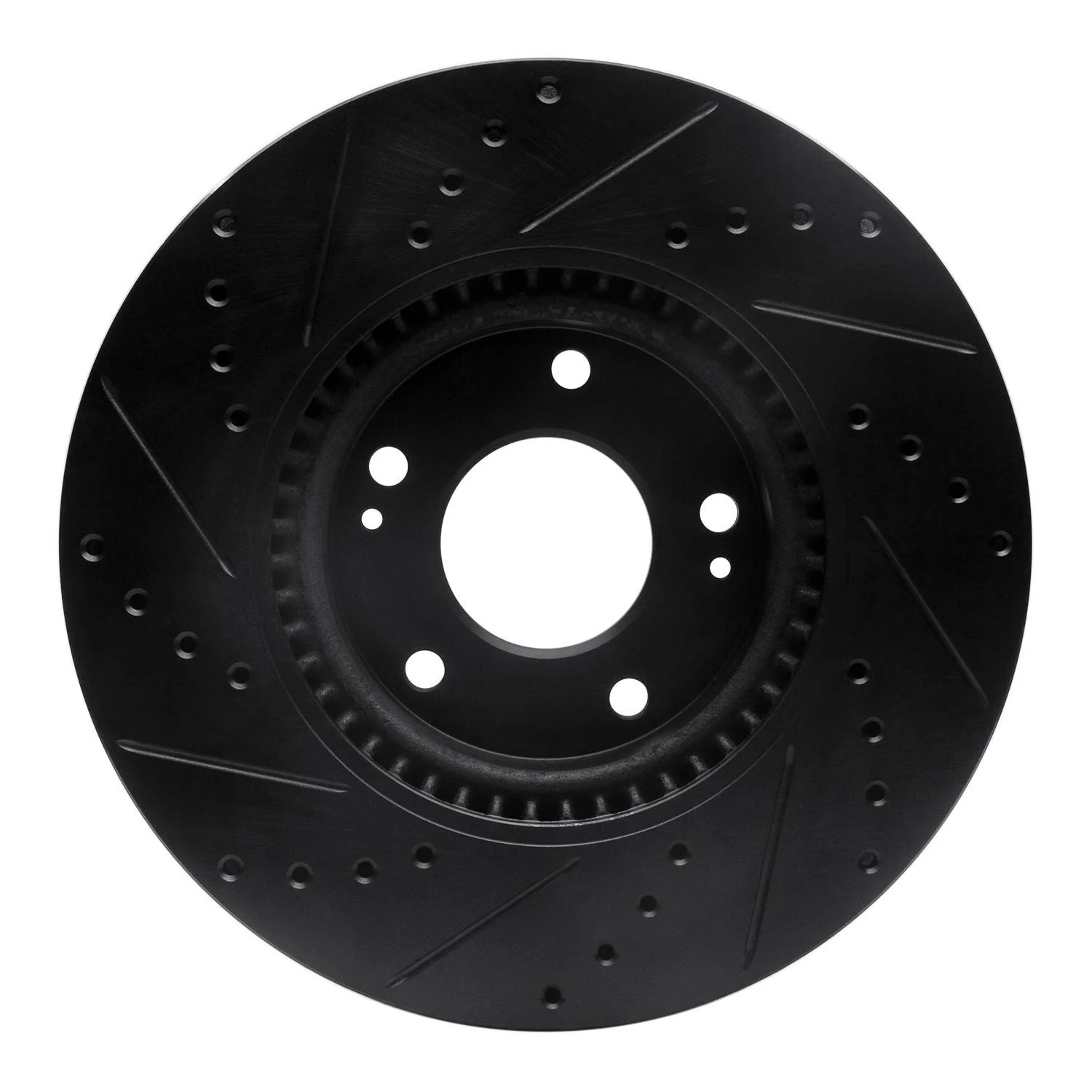 R1 Concepts 15-19 Kia Soul EV Front Right Drilled & Slotted Black Brake Rotor - Image 2