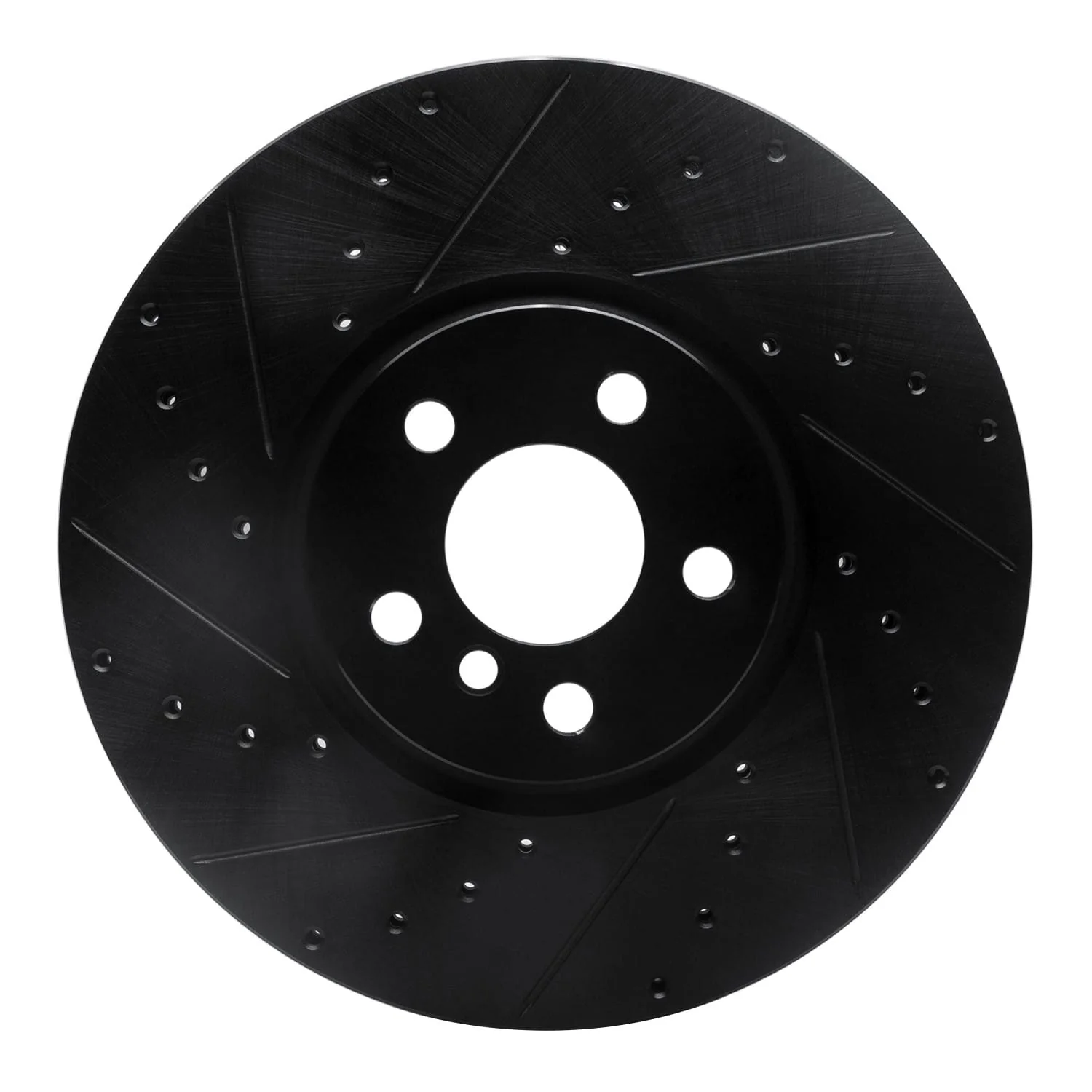 R1 Concepts 15-19 Mini Cooper Clubman Front Left Drilled & Slotted Black Brake Rotor