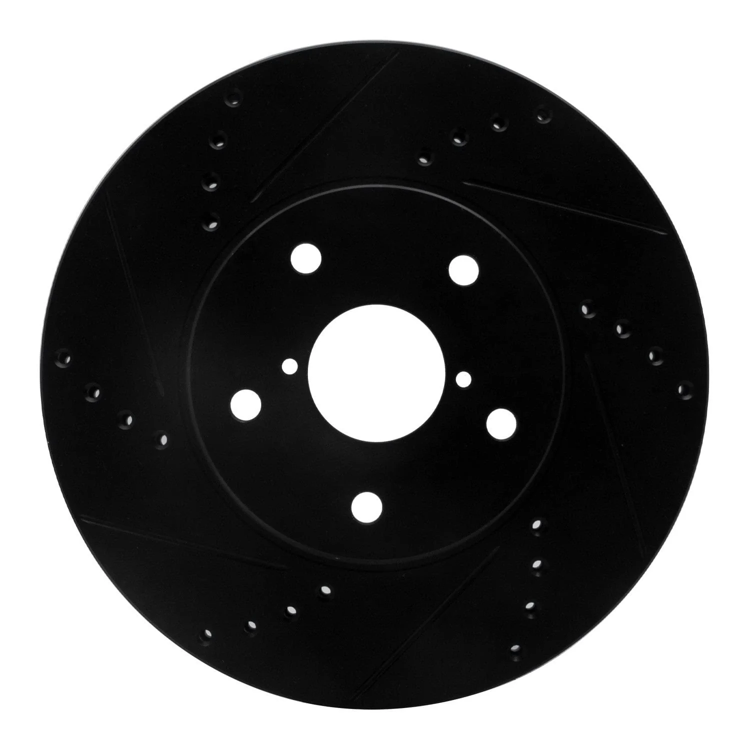 R1 Concepts 15-19 Subaru Legacy Front Left Drilled & Slotted Black Brake Rotor