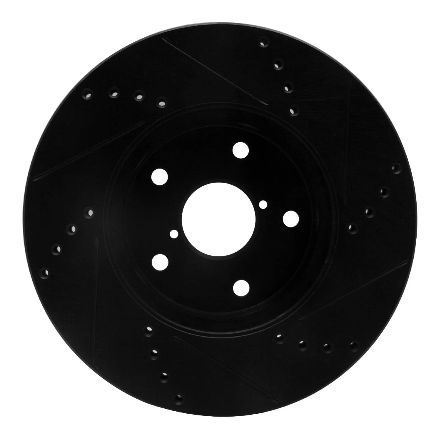 R1 Concepts 15-19 Subaru Legacy Front Left Drilled & Slotted Black Brake Rotor - Image 2