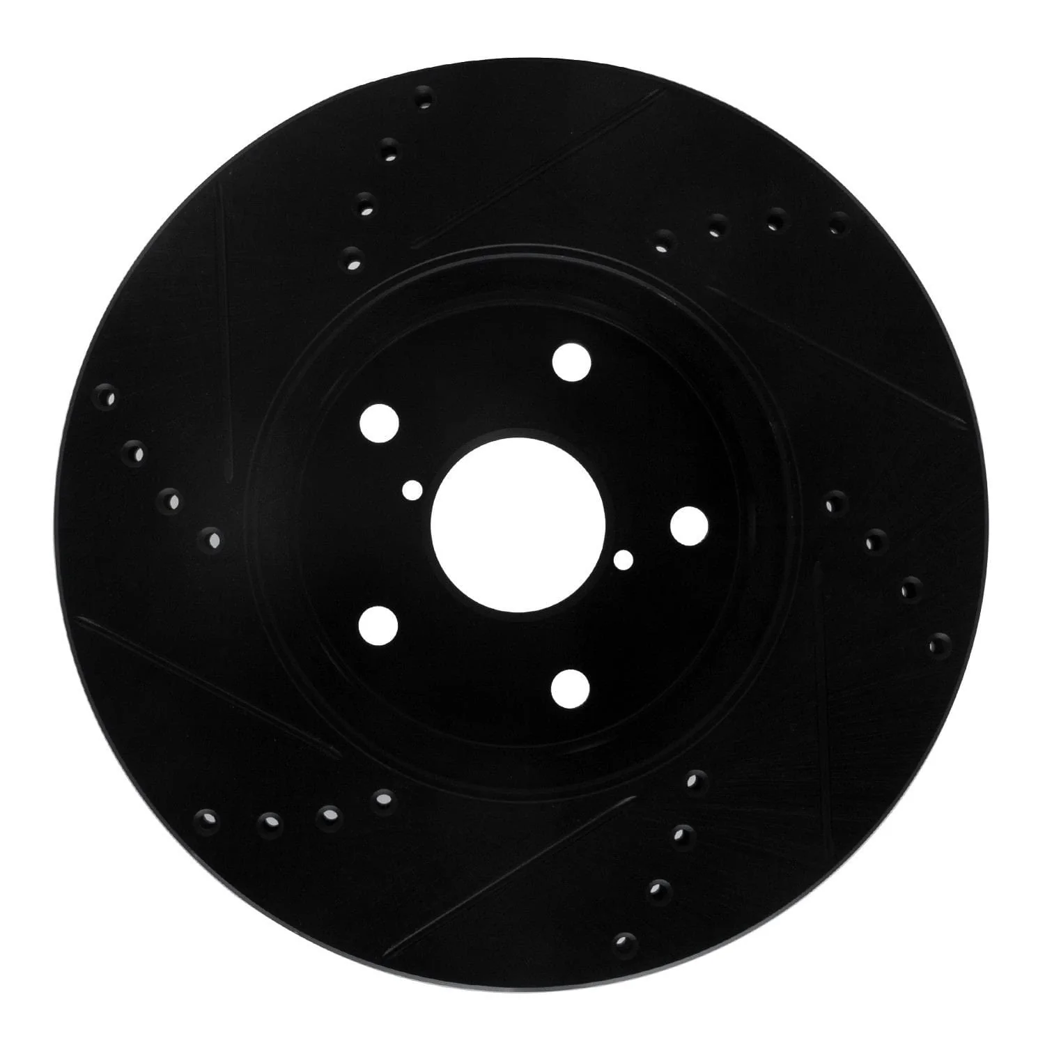 R1 Concepts 15-19 Subaru Legacy Front Right Drilled & Slotted Black Brake Rotor - Image 2