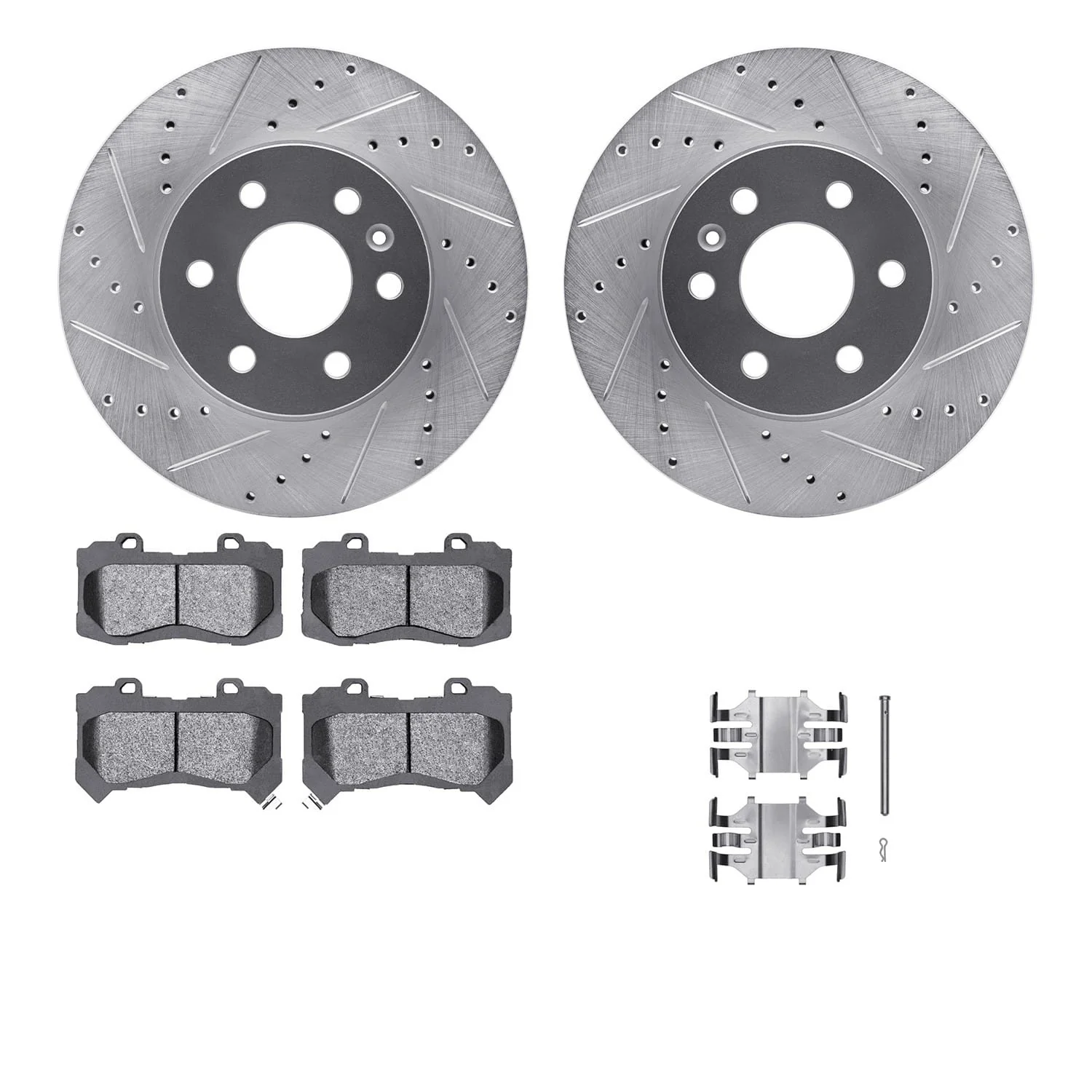 R1 Concepts 15-20 Chevrolet Colorado Front Drill/Slot Silver Rotors w/Optimum Pads