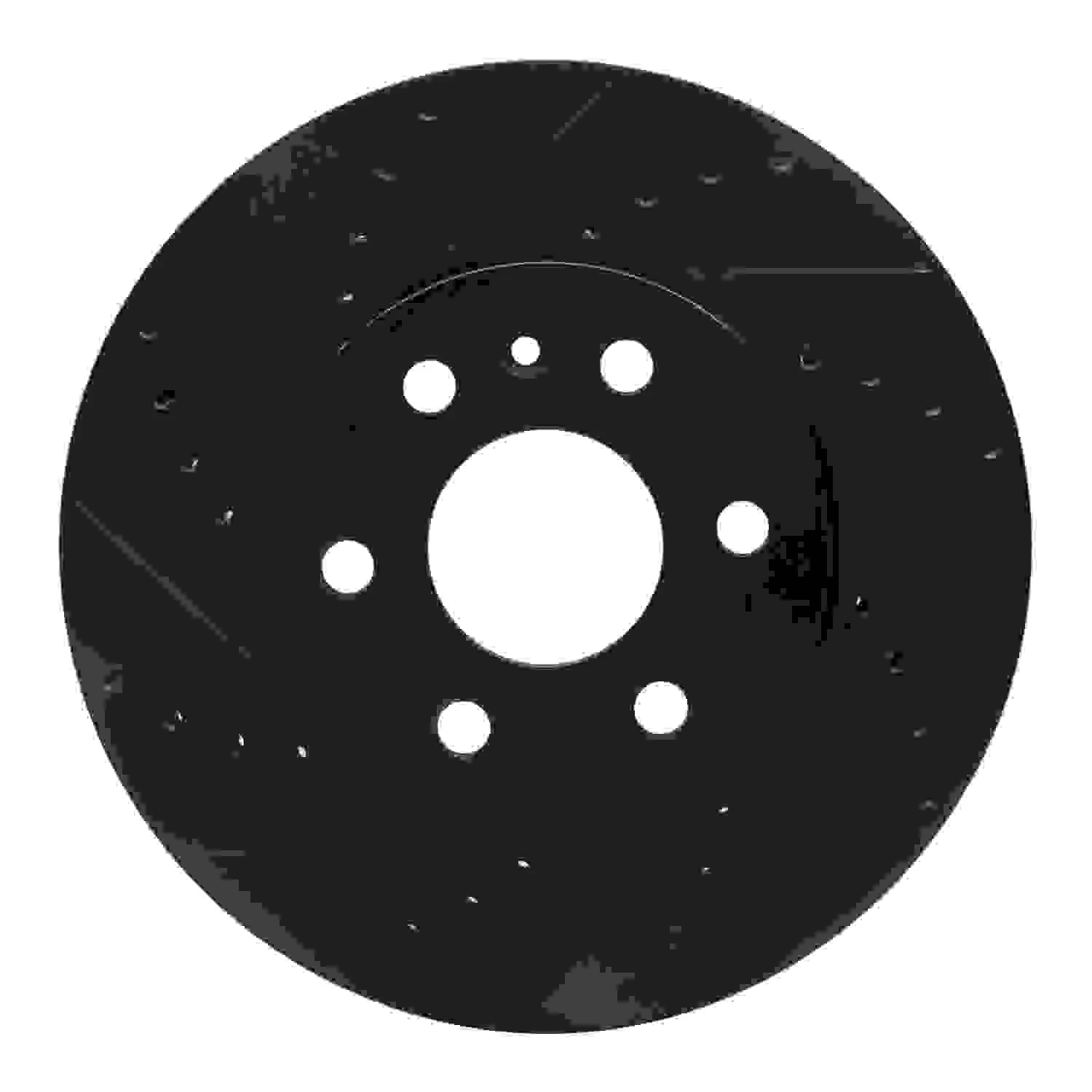 R1 Concepts 15-20 Chevrolet Colorado Front Left Drilled & Slotted Black Brake Rotor