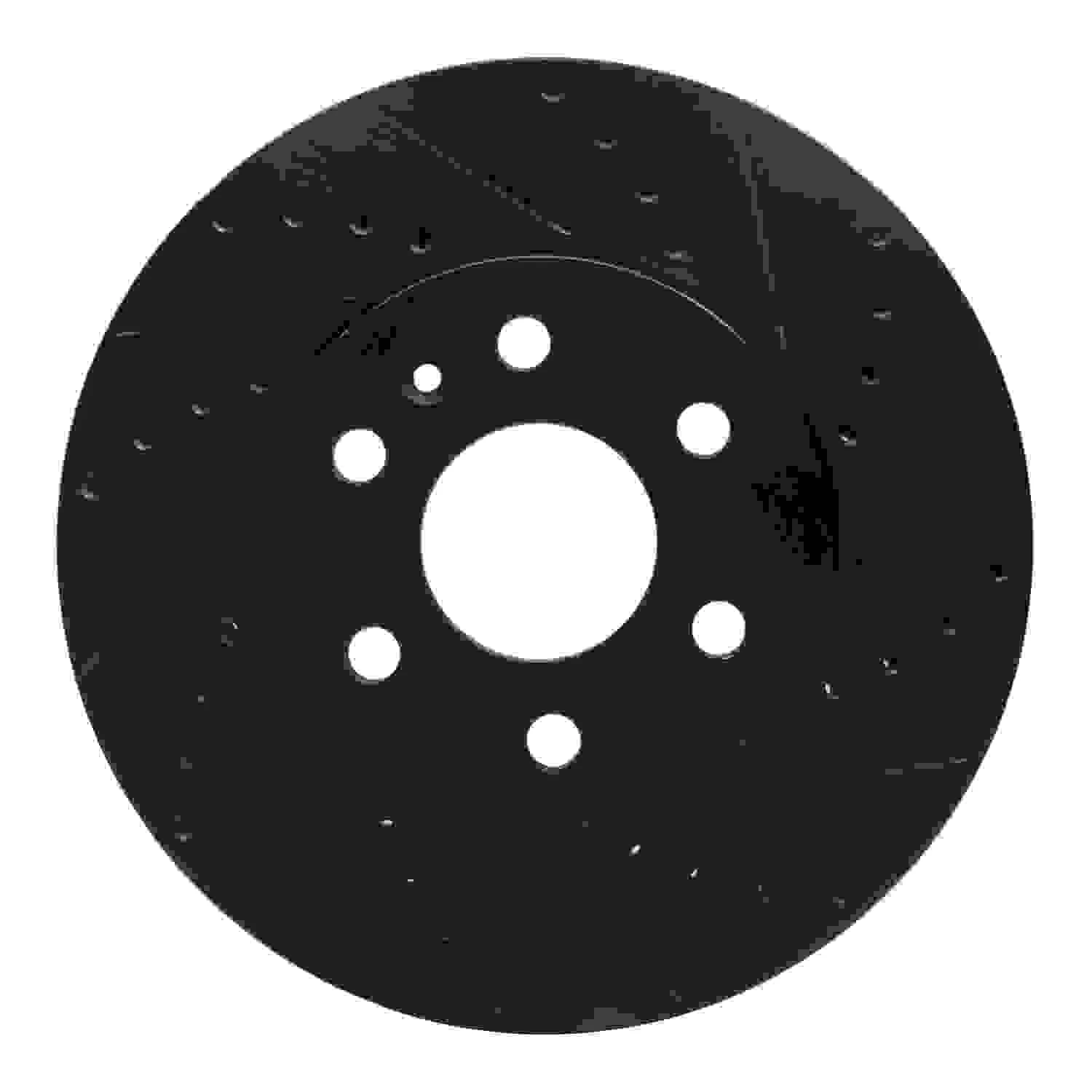 R1 Concepts 15-20 Chevrolet Colorado Front Right Drilled & Slotted Black Brake Rotor