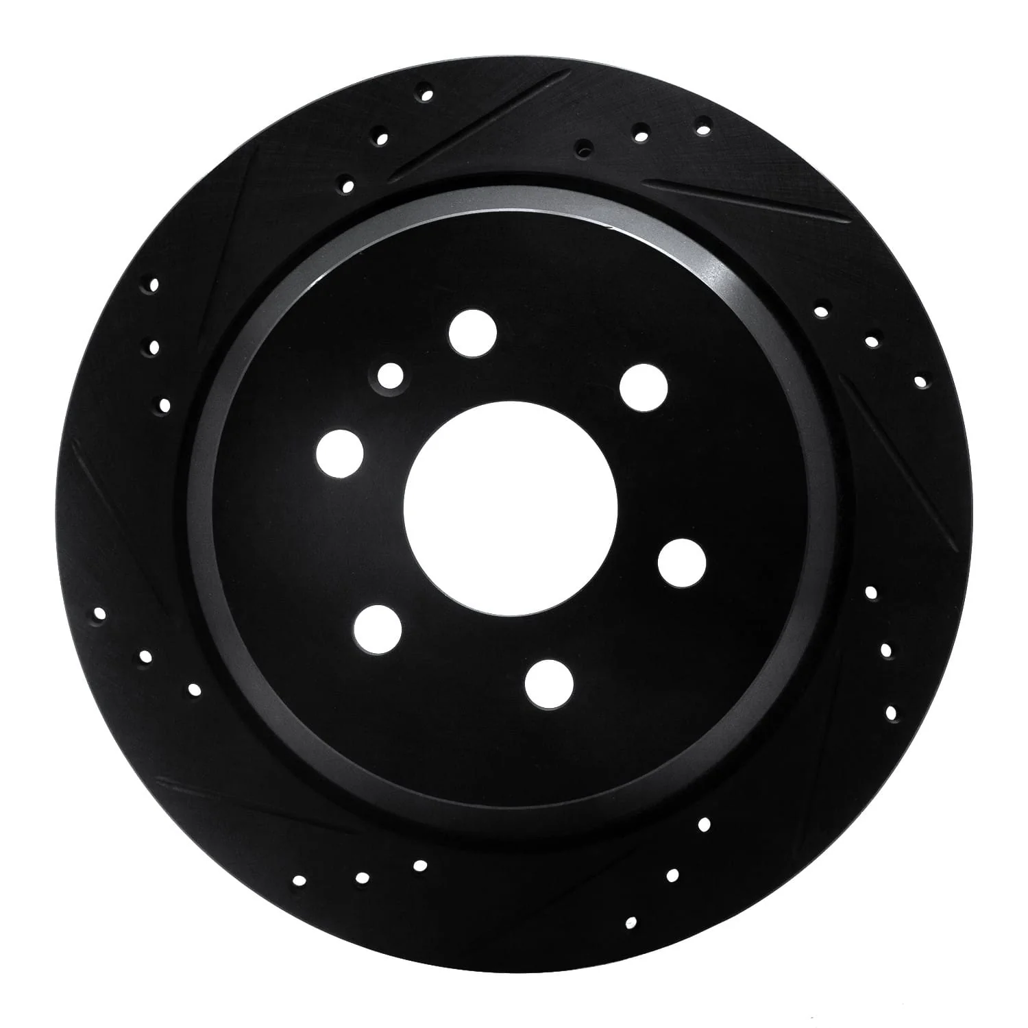 R1 Concepts 15-20 Chevrolet Colorado Rear Left Drilled & Slotted Black Brake Rotor