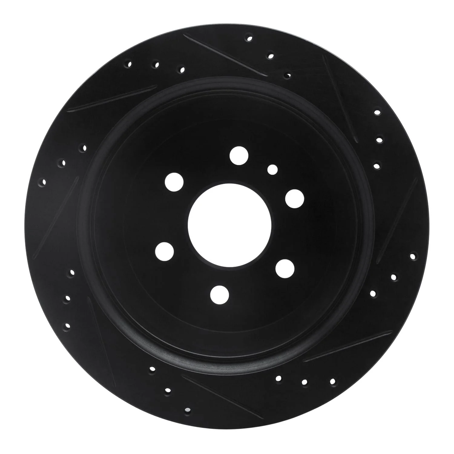 R1 Concepts 15-20 Chevrolet Colorado Rear Left Drilled & Slotted Black Brake Rotor - Image 2