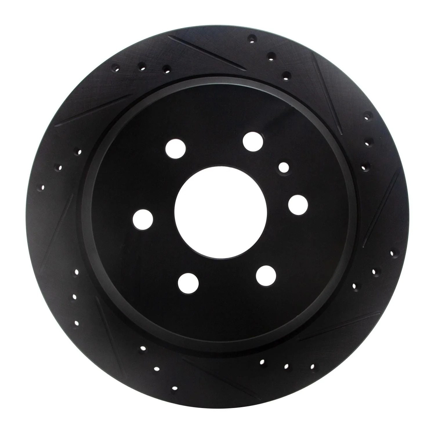 R1 Concepts 15-20 Chevrolet Colorado Rear Right Drilled & Slotted Black Brake Rotor