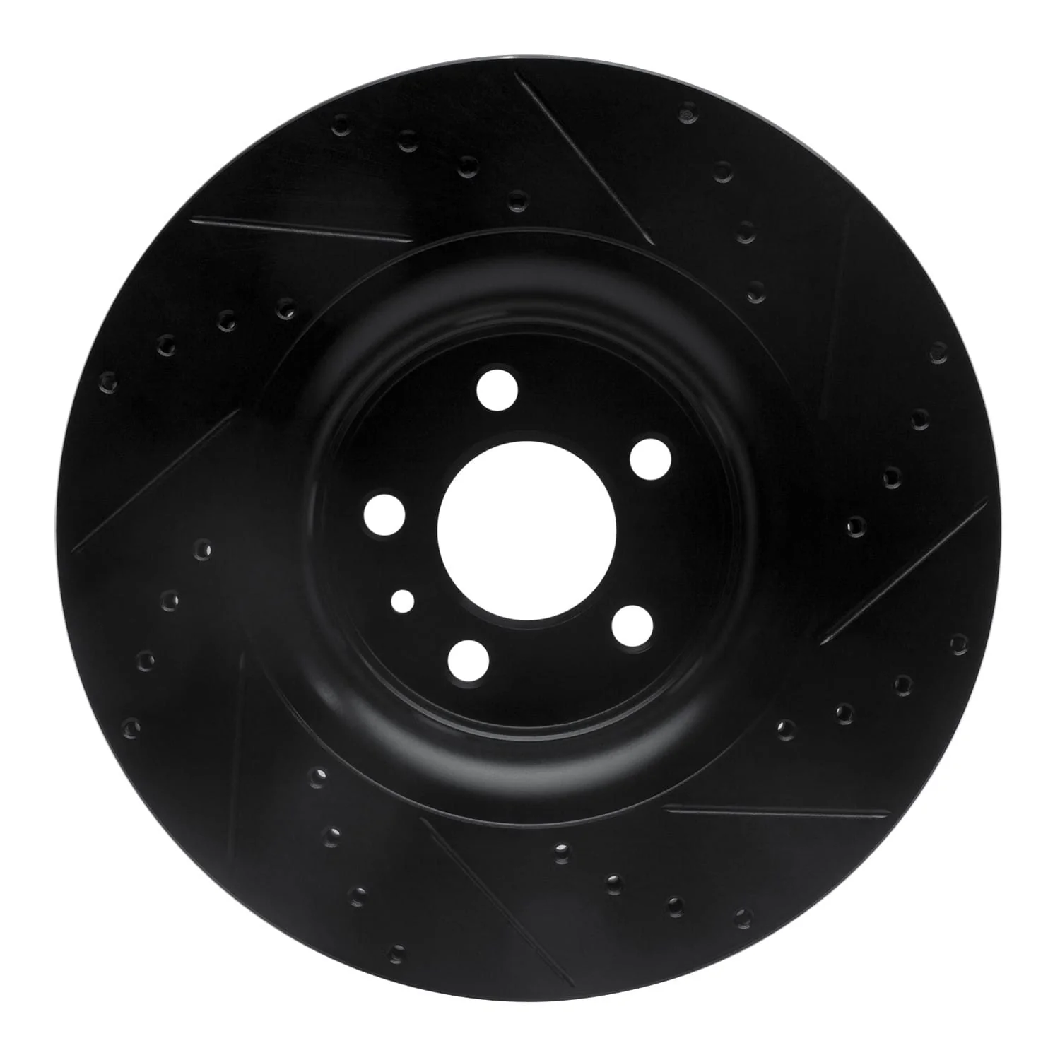 R1 Concepts 15-20 Ford Mustang Front Left Drilled & Slotted Black Brake Rotor - Image 2