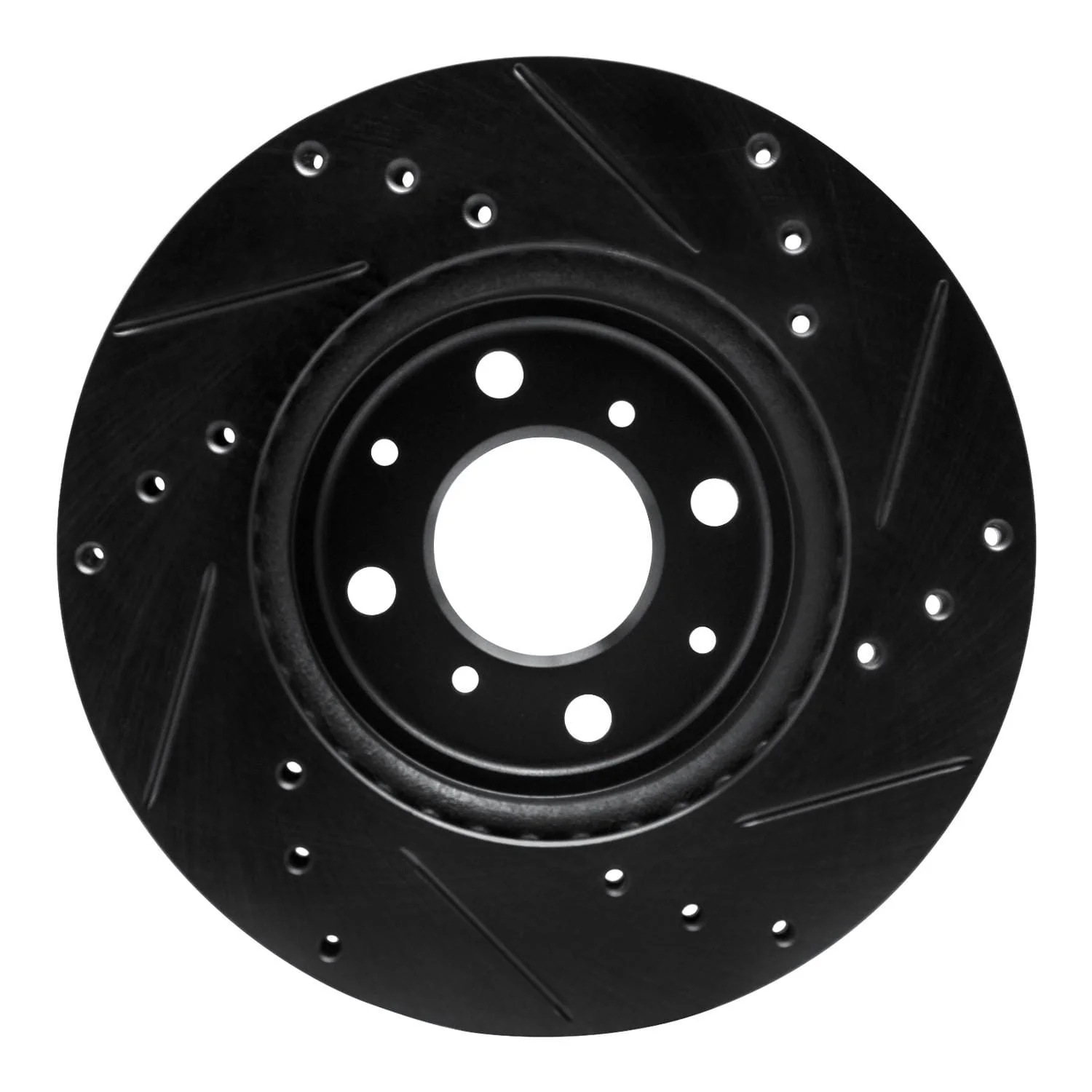 R1 Concepts 15-20 Honda Fit (USA/Canada) Front Left Drilled & Slotted Black Brake Rotor - Image 2