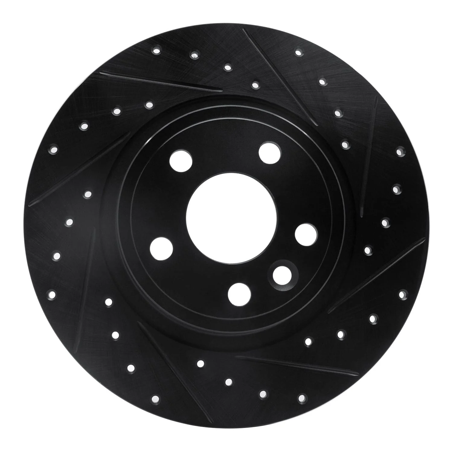 R1 Concepts 15-20 Jaguar E-Pace Rear Right Drilled & Slotted Black Brake Rotor