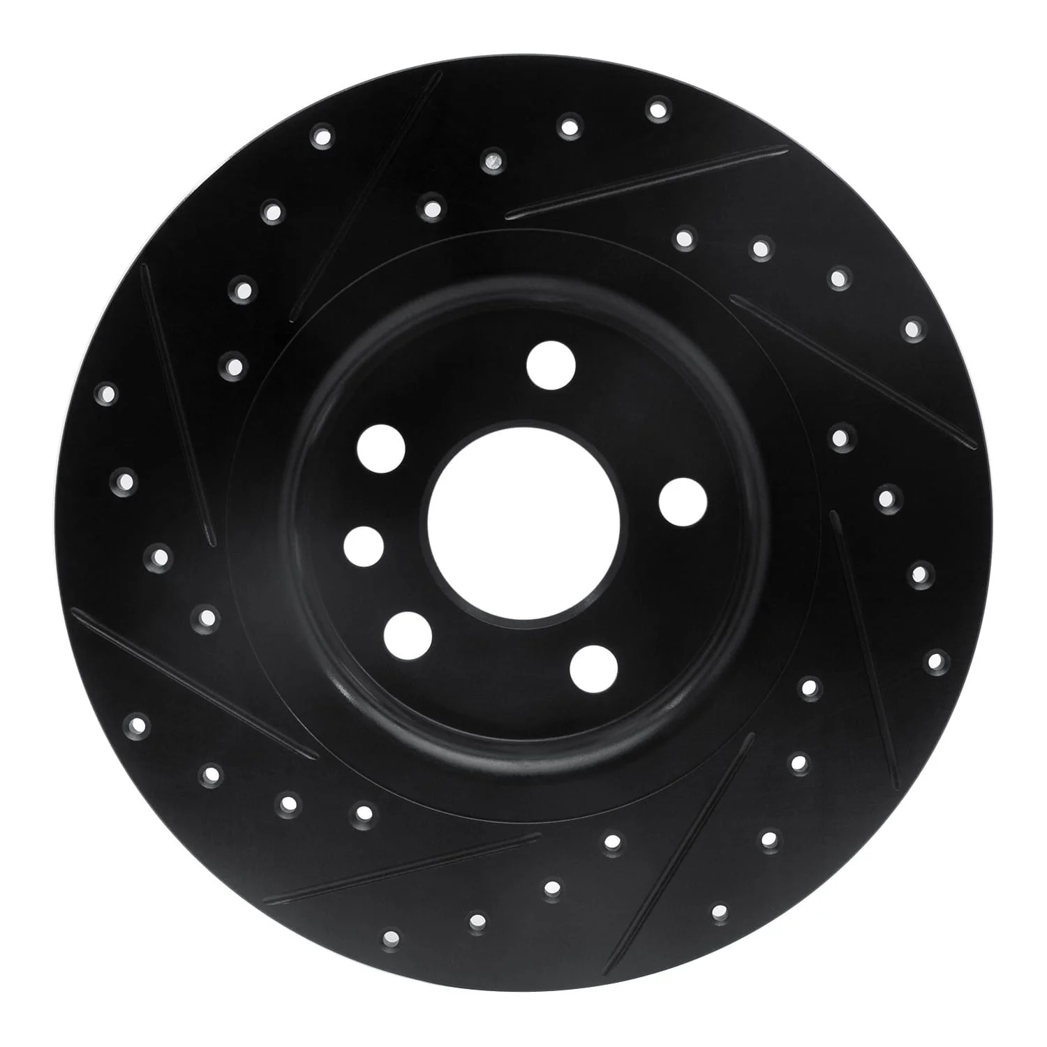 R1 Concepts 15-20 Jaguar E-Pace Rear Right Drilled & Slotted Black Brake Rotor - Image 2