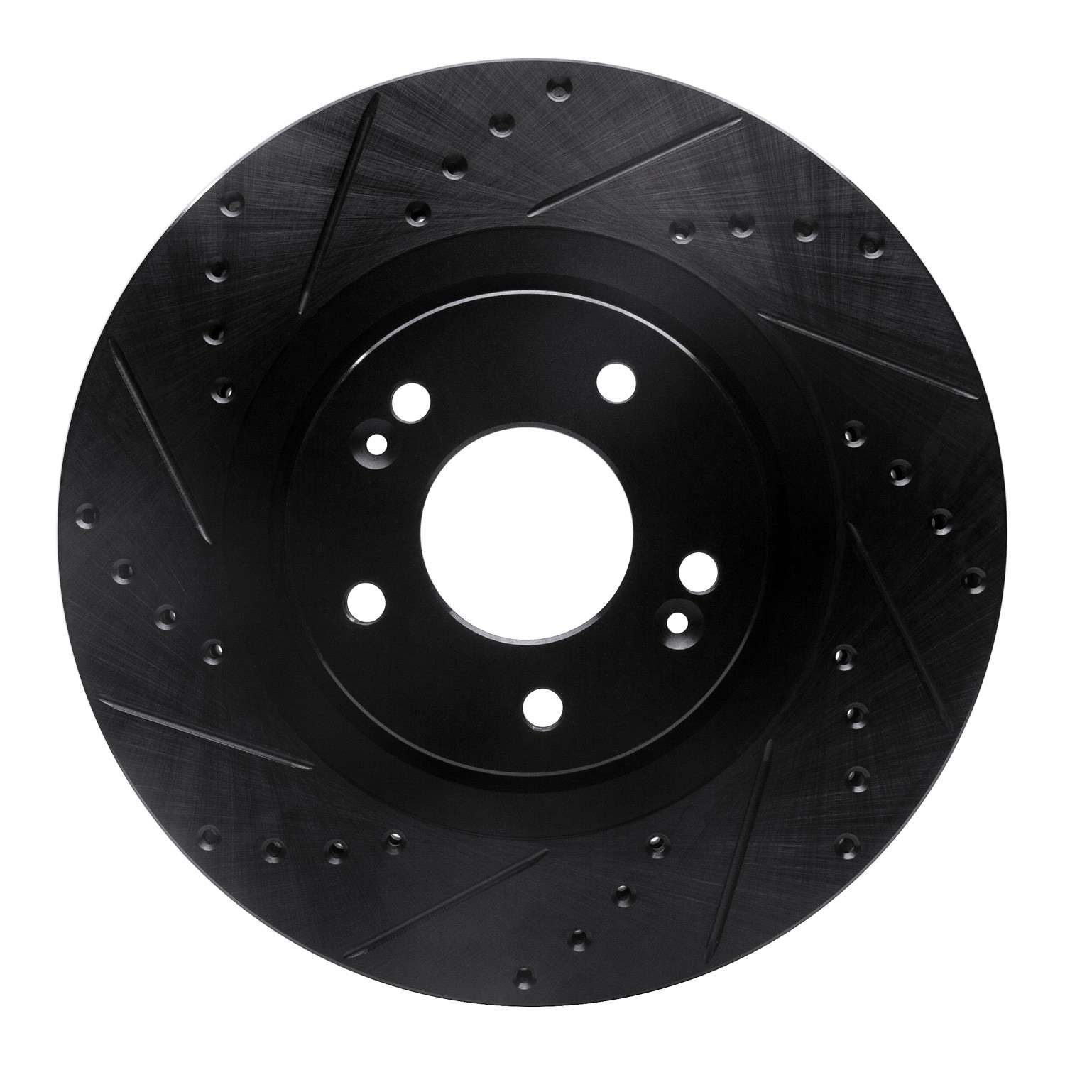 R1 Concepts 15-20 Kia Sorento Front Left Drilled & Slotted Black Brake Rotor - Image 2