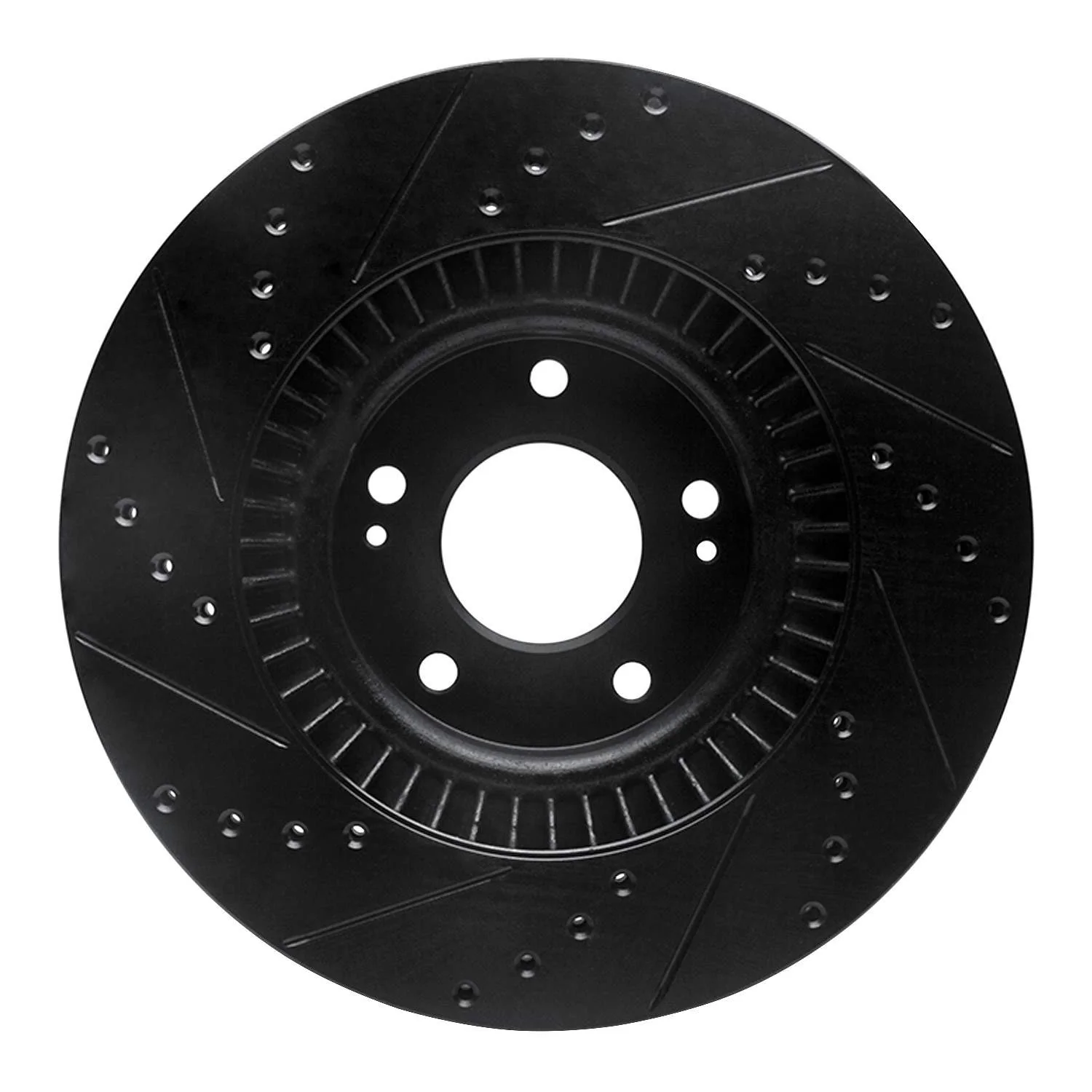 R1 Concepts 15-20 Kia Sorento Front Right Drilled & Slotted Black Brake Rotor - Image 2