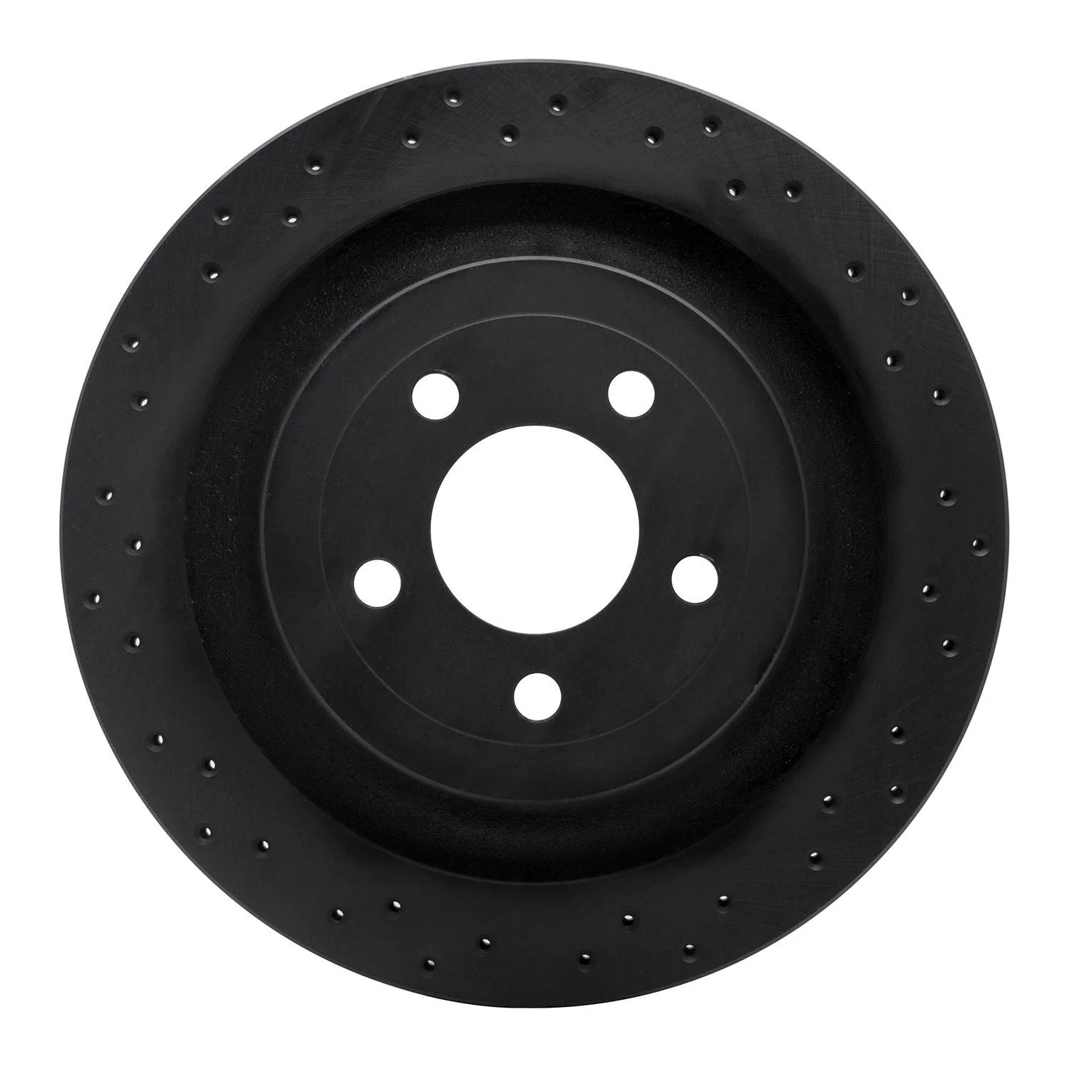 R1 Concepts 15-21 Ford Mustang Rear Left Drilled Black Brake Rotor