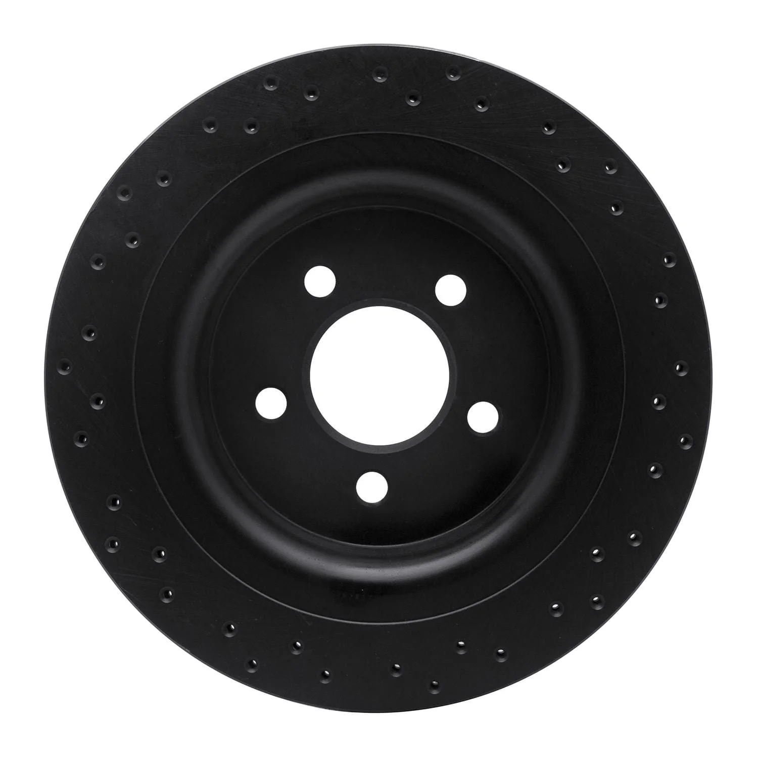 R1 Concepts 15-21 Ford Mustang Rear Left Drilled Black Brake Rotor - Image 2