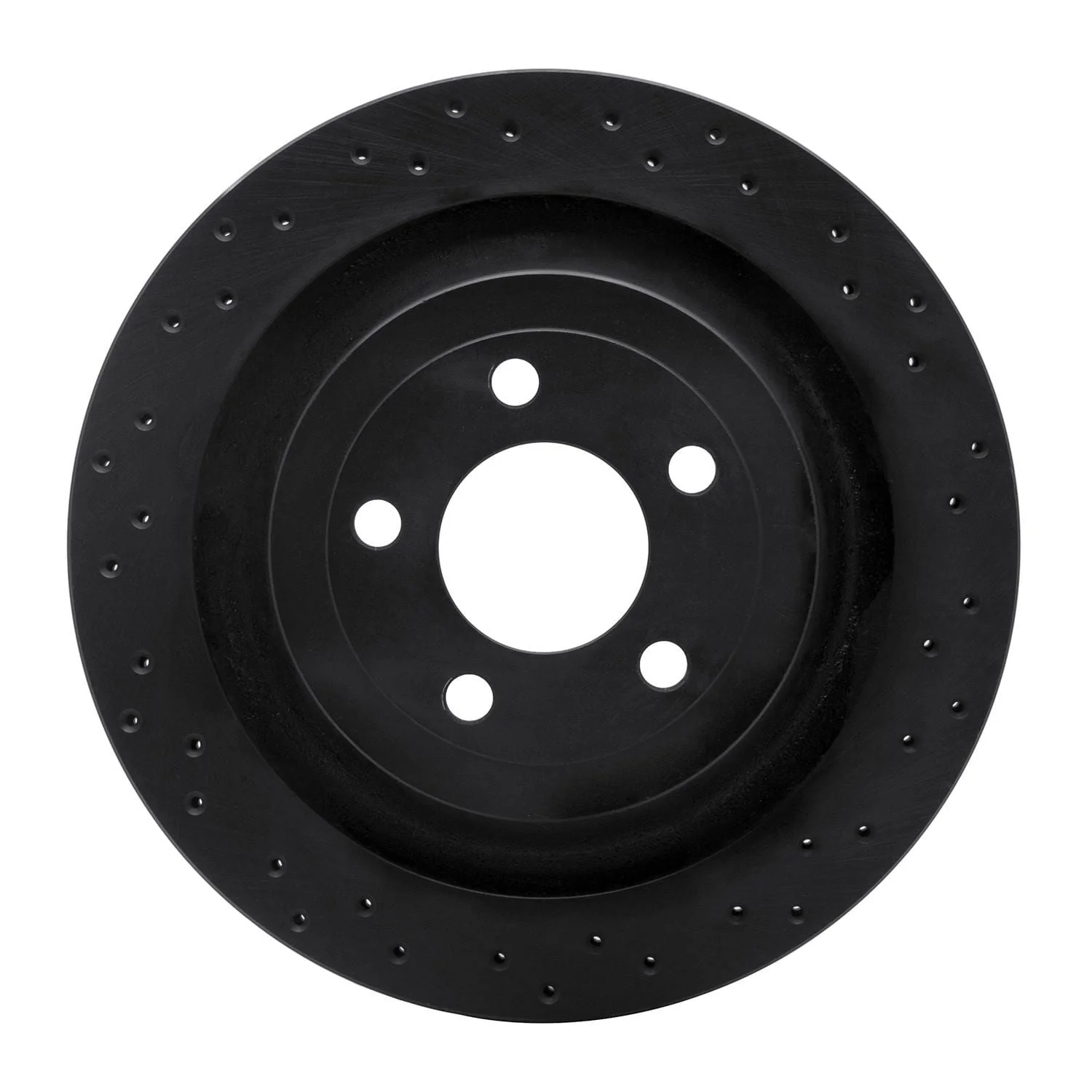 R1 Concepts 15-21 Ford Mustang Rear Right Drilled Black Brake Rotor