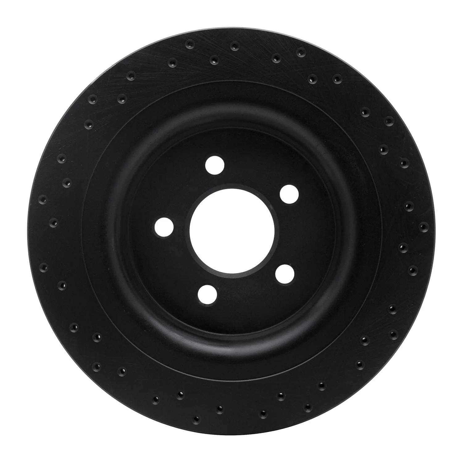 R1 Concepts 15-21 Ford Mustang Rear Right Drilled Black Brake Rotor - Image 2
