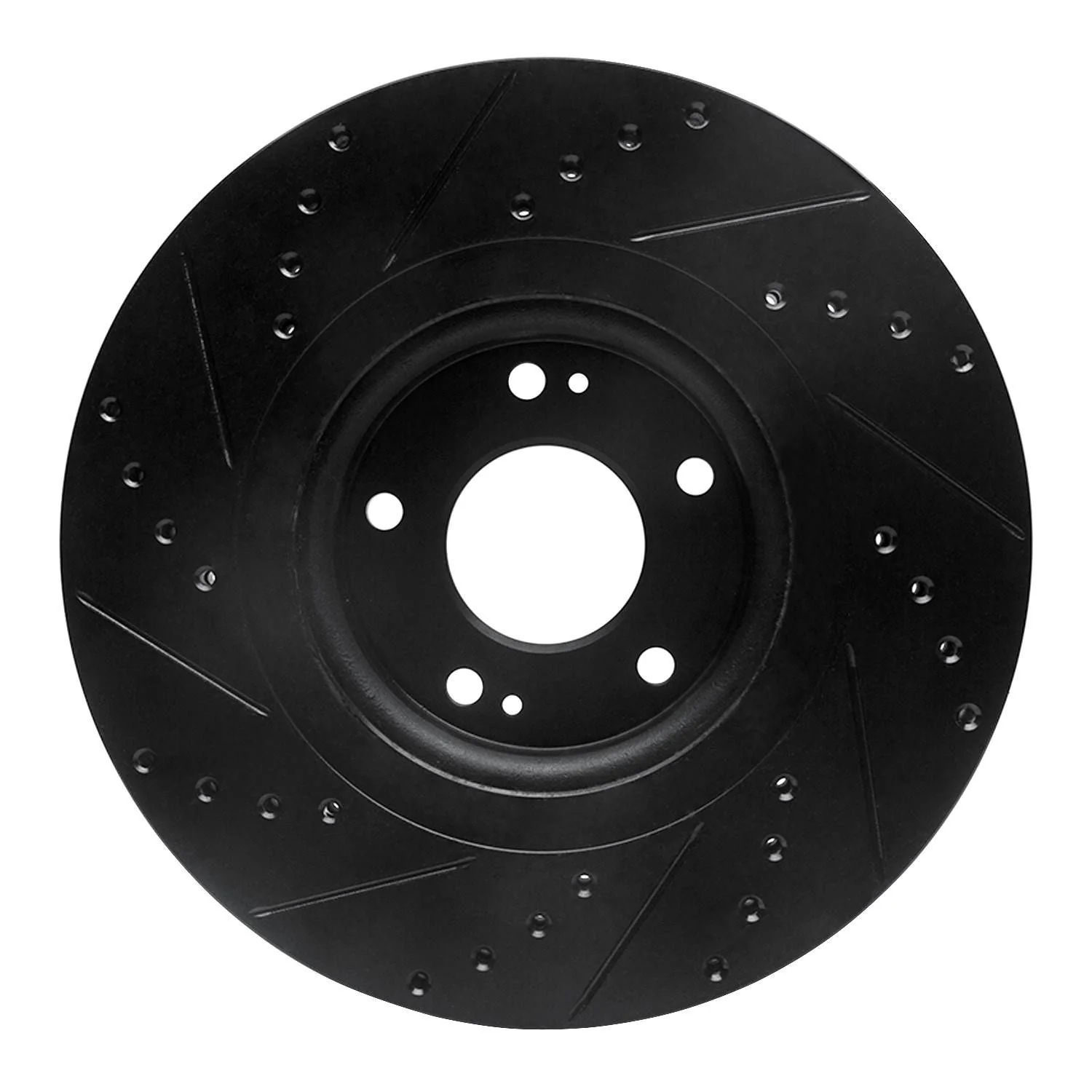 R1 Concepts 15-21 Kia Sedona Front Right Drilled & Slotted Black Brake Rotor - Image 2