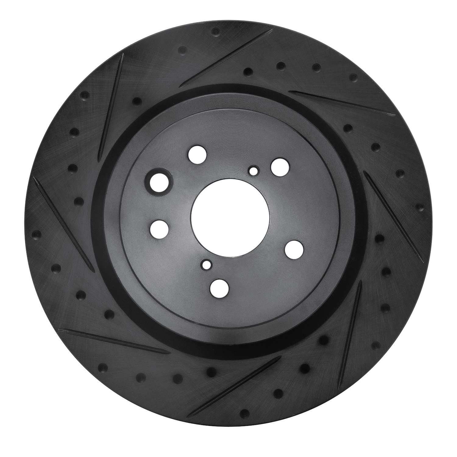 R1 Concepts 15-22 Lexus GS F Left Rear Drilled & Slotted Black Brake Rotor