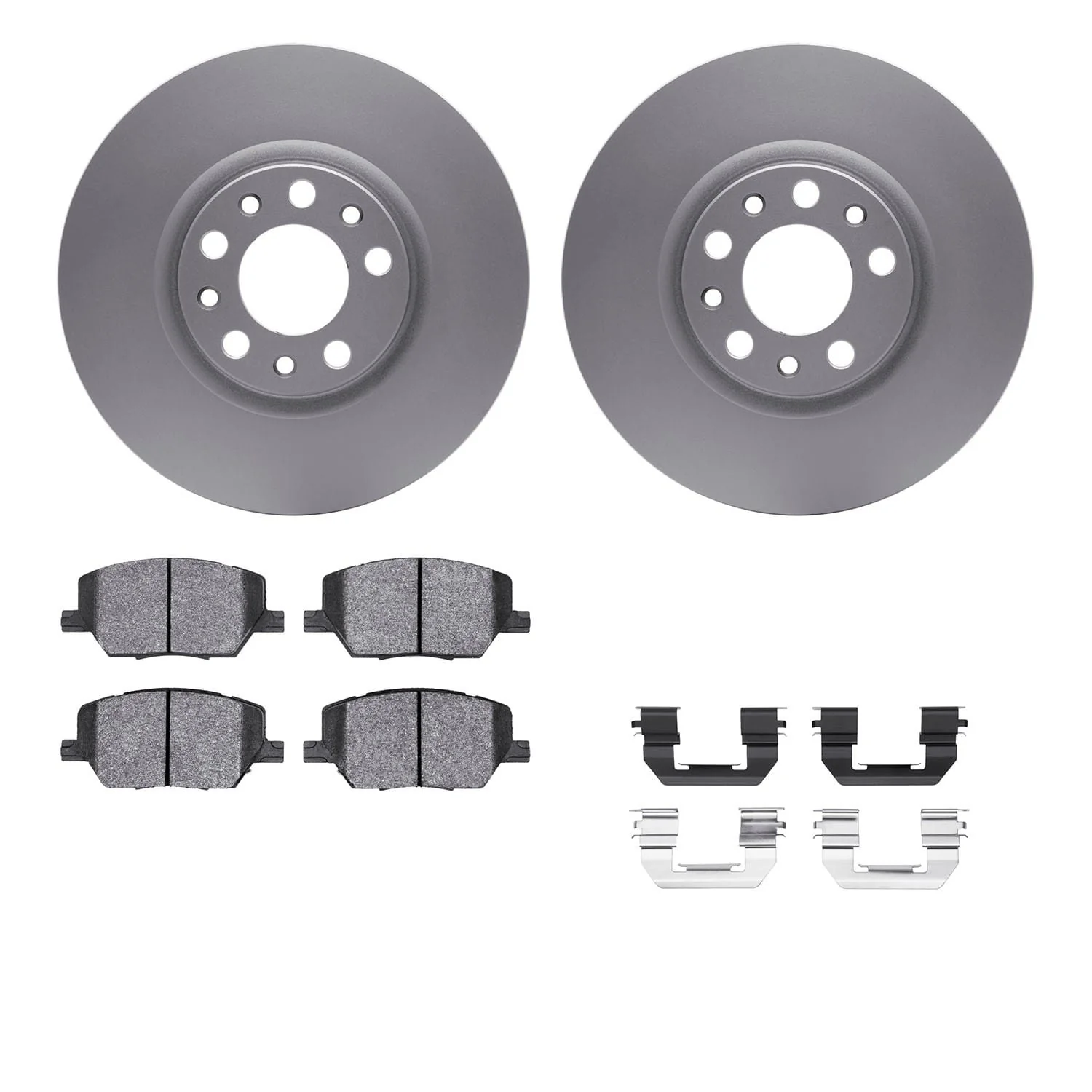 R1 Concepts 15-23 Fiat 500X Front Carbon Coated Brake Rotor Set w/Euro Ceramic Pads and Hardware