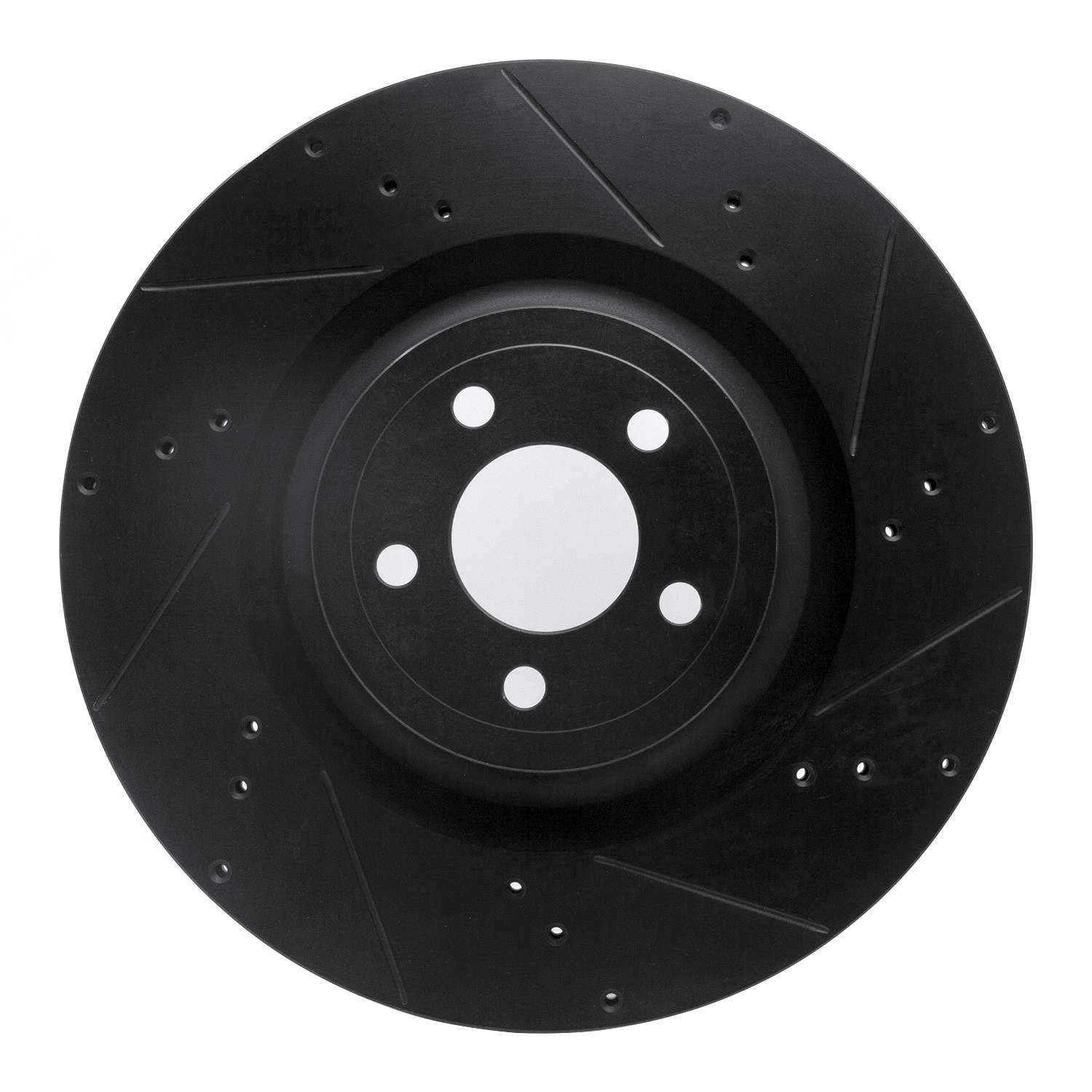 R1 Concepts 15-23 Ford Mustang Front Right Drilled & Slotted Black Brake Rotor