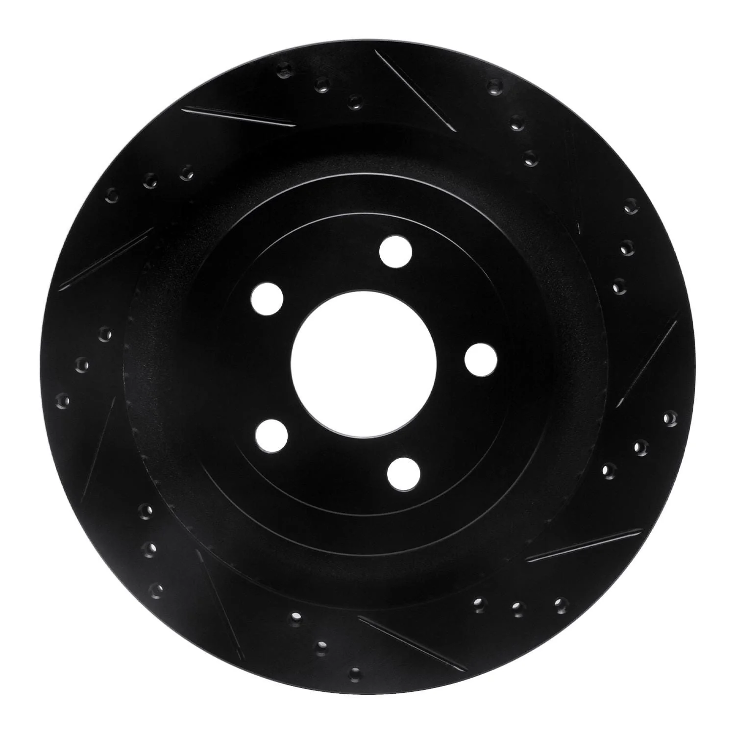 R1 Concepts 15-23 Ford Mustang Rear Right Drilled & Slotted Black Brake Rotor