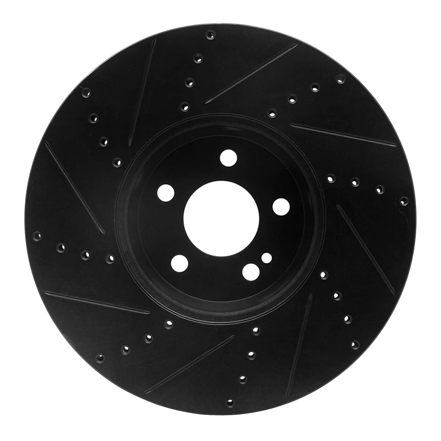 R1 Concepts 15-23 Mercedes-Benz C300 Sedan Front Right Drilled & Slotted Black Brake Rotor - Image 2