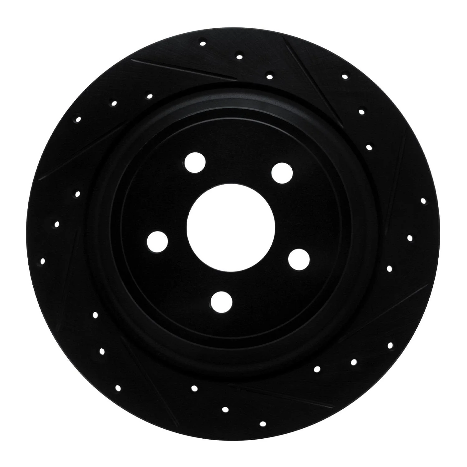 R1 Concepts 15-24 Ford Fusion Rear Right Drilled & Slotted Black Brake Rotor
