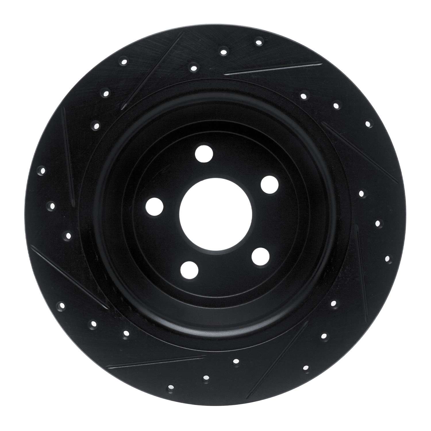 R1 Concepts 15-24 Ford Fusion Rear Right Drilled & Slotted Black Brake Rotor - Image 2