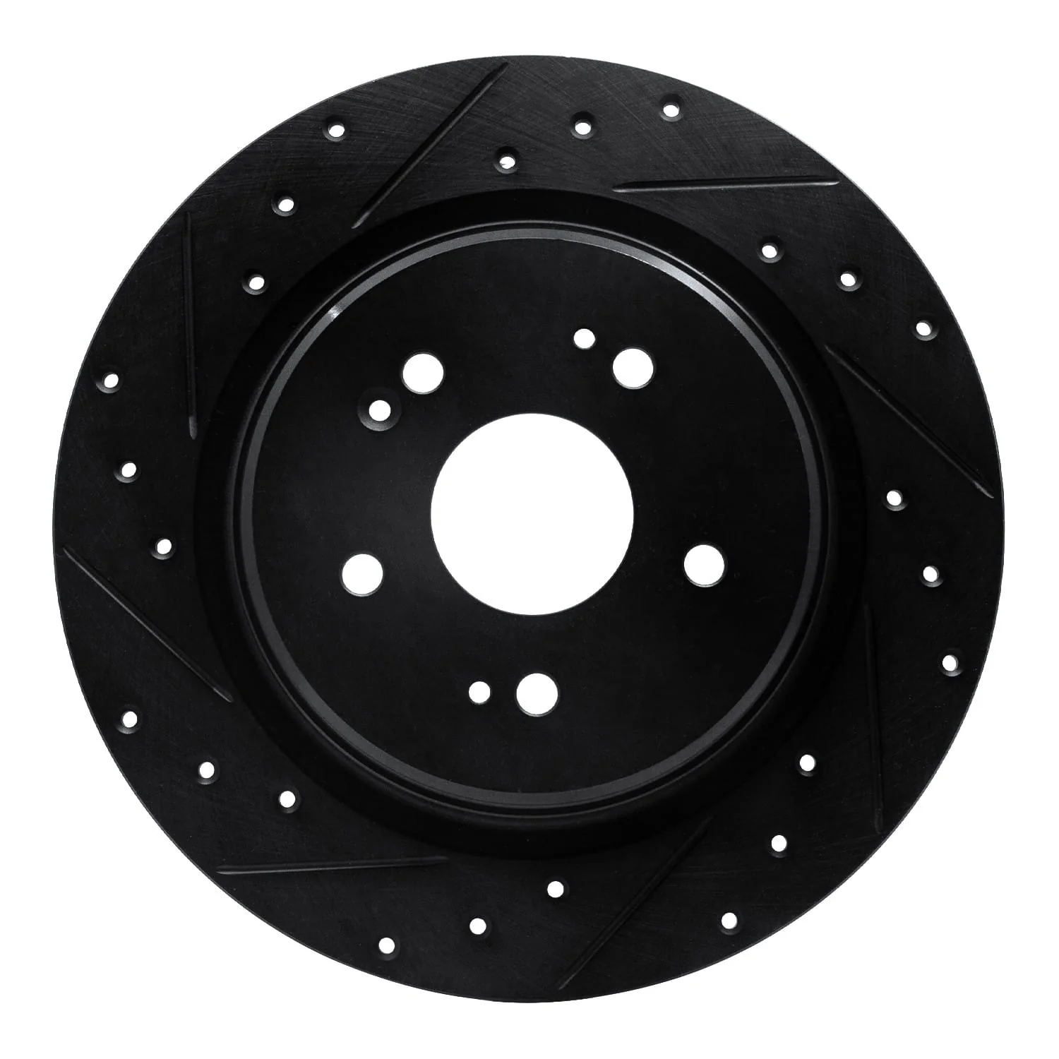 R1 Concepts 15-25 Acura TLX Rear Left Drilled & Slotted Black Brake Rotor