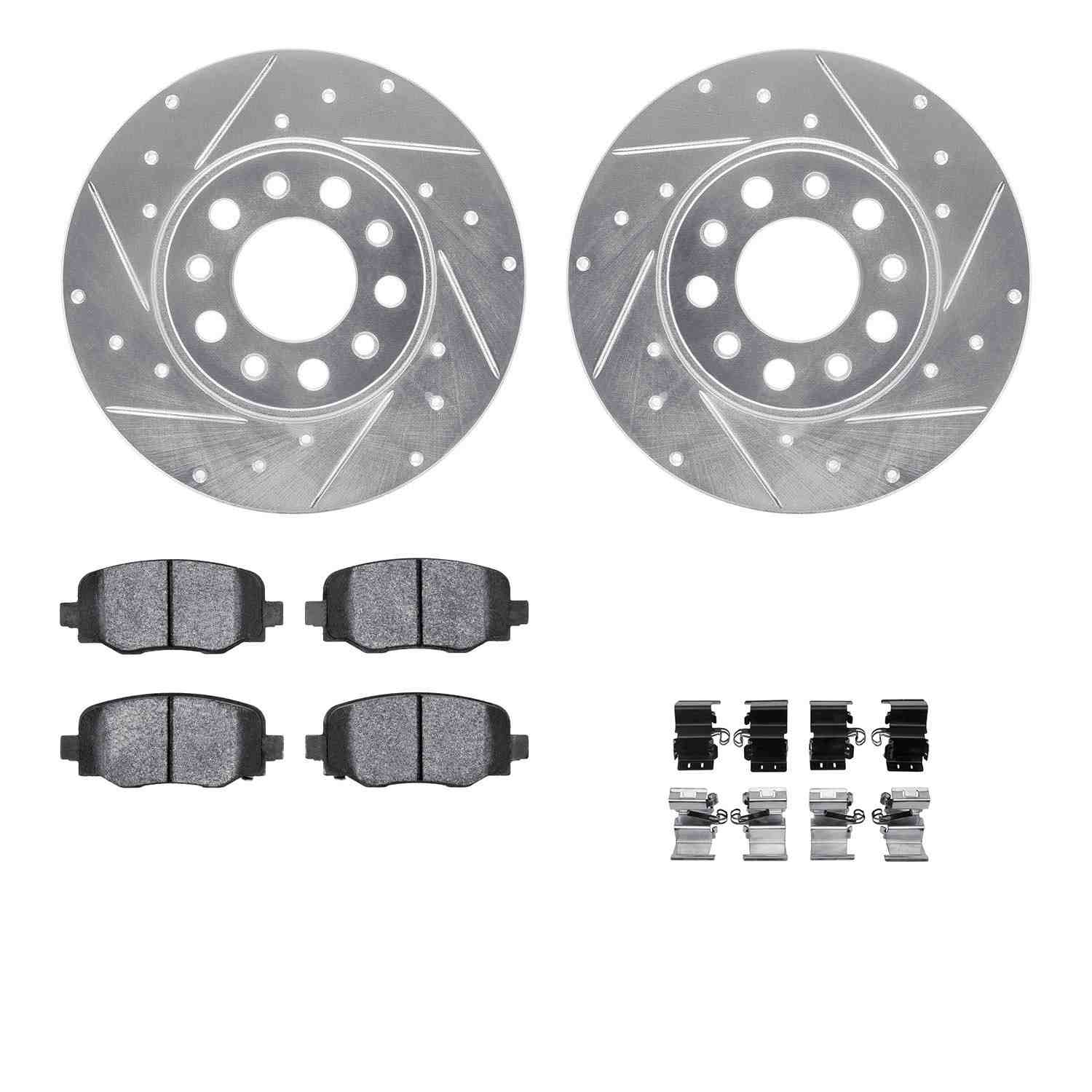 R1 Concepts 15-25 Alfa Romeo Tonale Rear Drilled & Slotted Silver Brake Rotor Set w/Ceramic Pads and Hardware