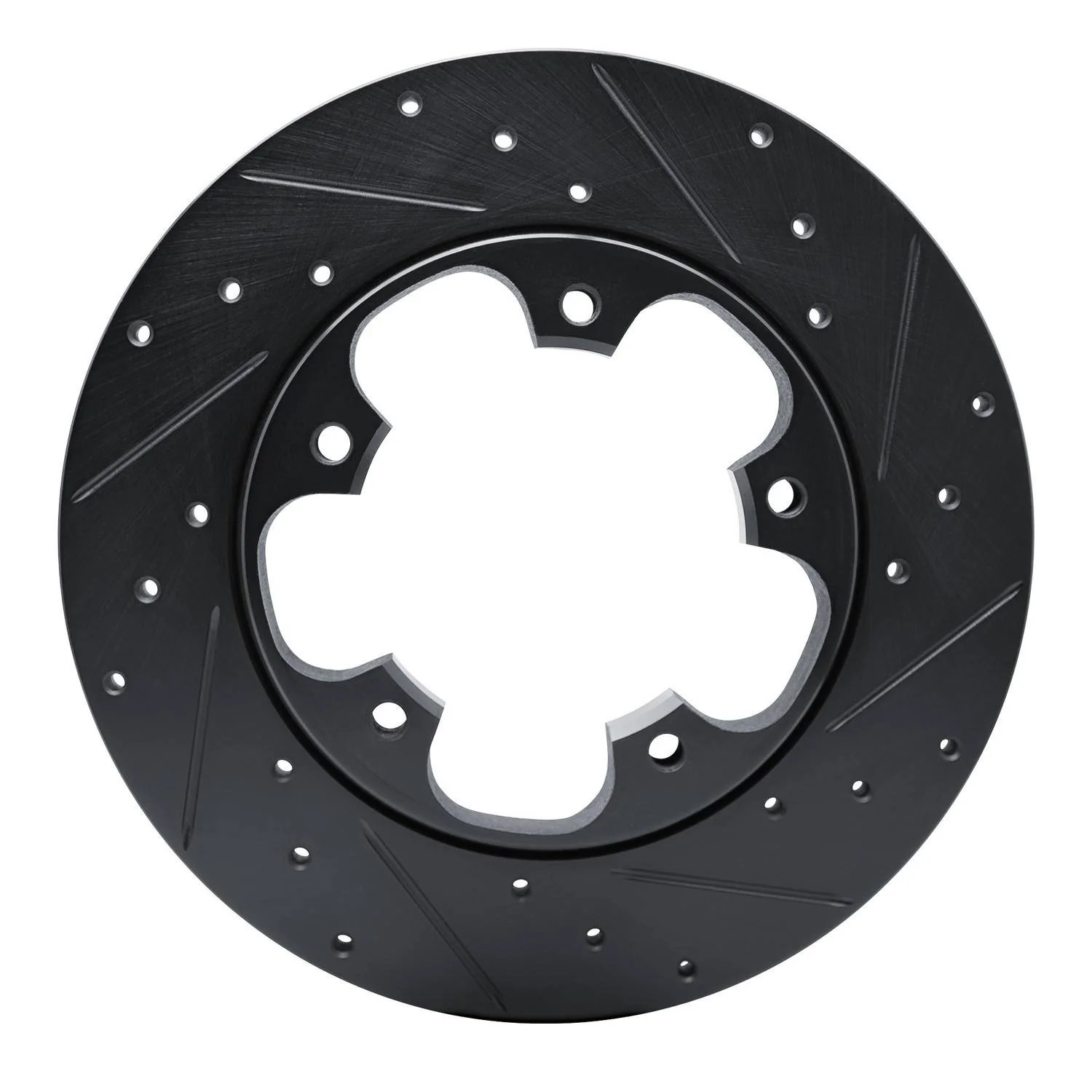 R1 Concepts 15-25 Ford Transit-150 Rear Right Drilled & Slotted Black Brake Rotor