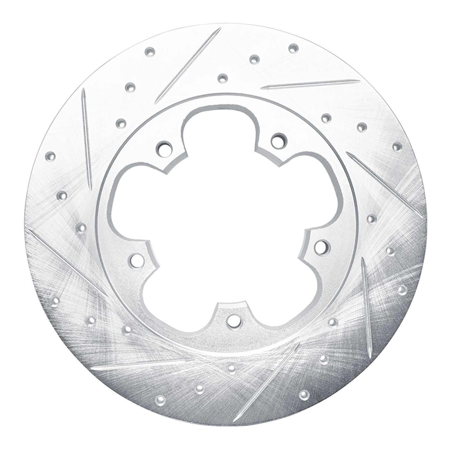 R1 Concepts 15-25 Ford Transit-150 Rear Right Drilled & Slotted Silver Brake Rotor - Image 2