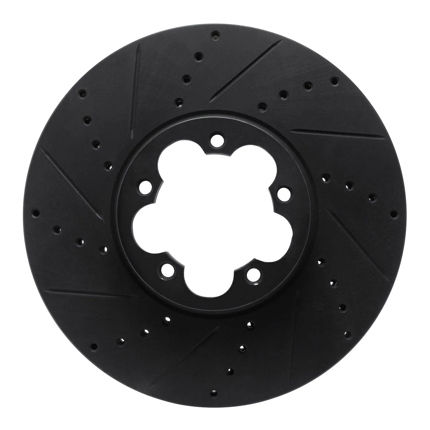 R1 Concepts 15-25 Ford Transit-350 HD/DRW Front Left Drilled & Slotted Black Brake Rotor