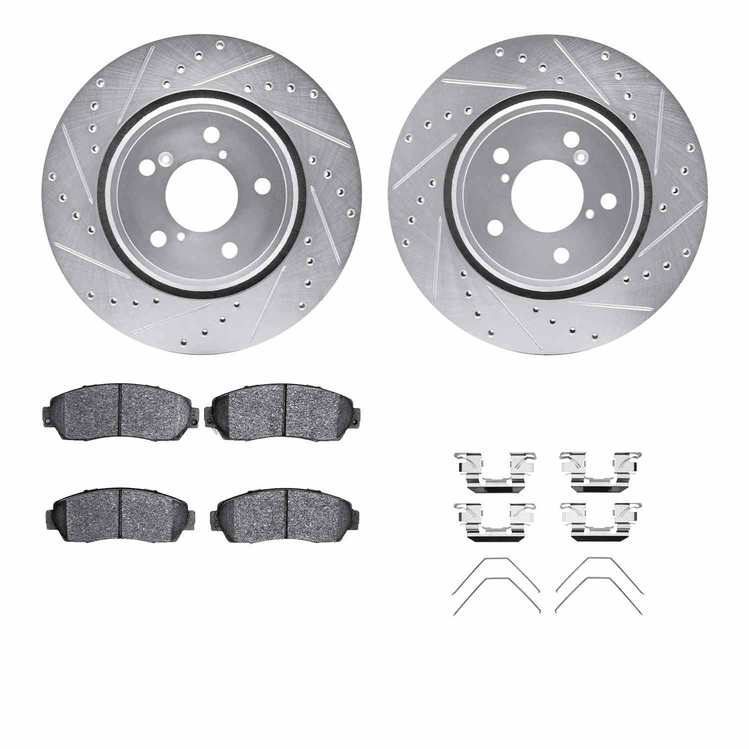 R1 Concepts 15-25 Honda Passport Front Drill/Slot Silver Rotors w/Optimum Pads